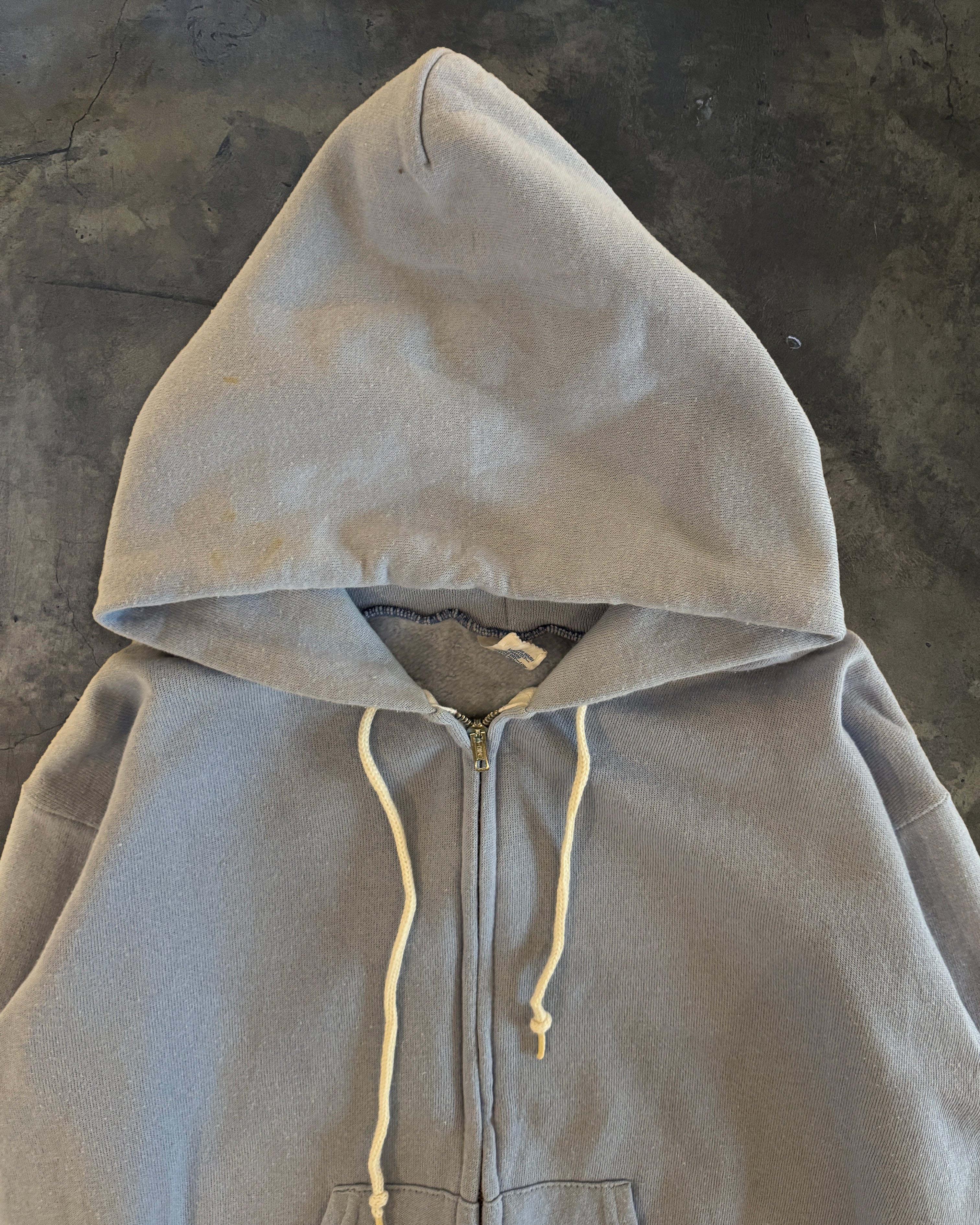 1980s VINTAGE BABY BLUE ZIP UP HOODIE - Image 2