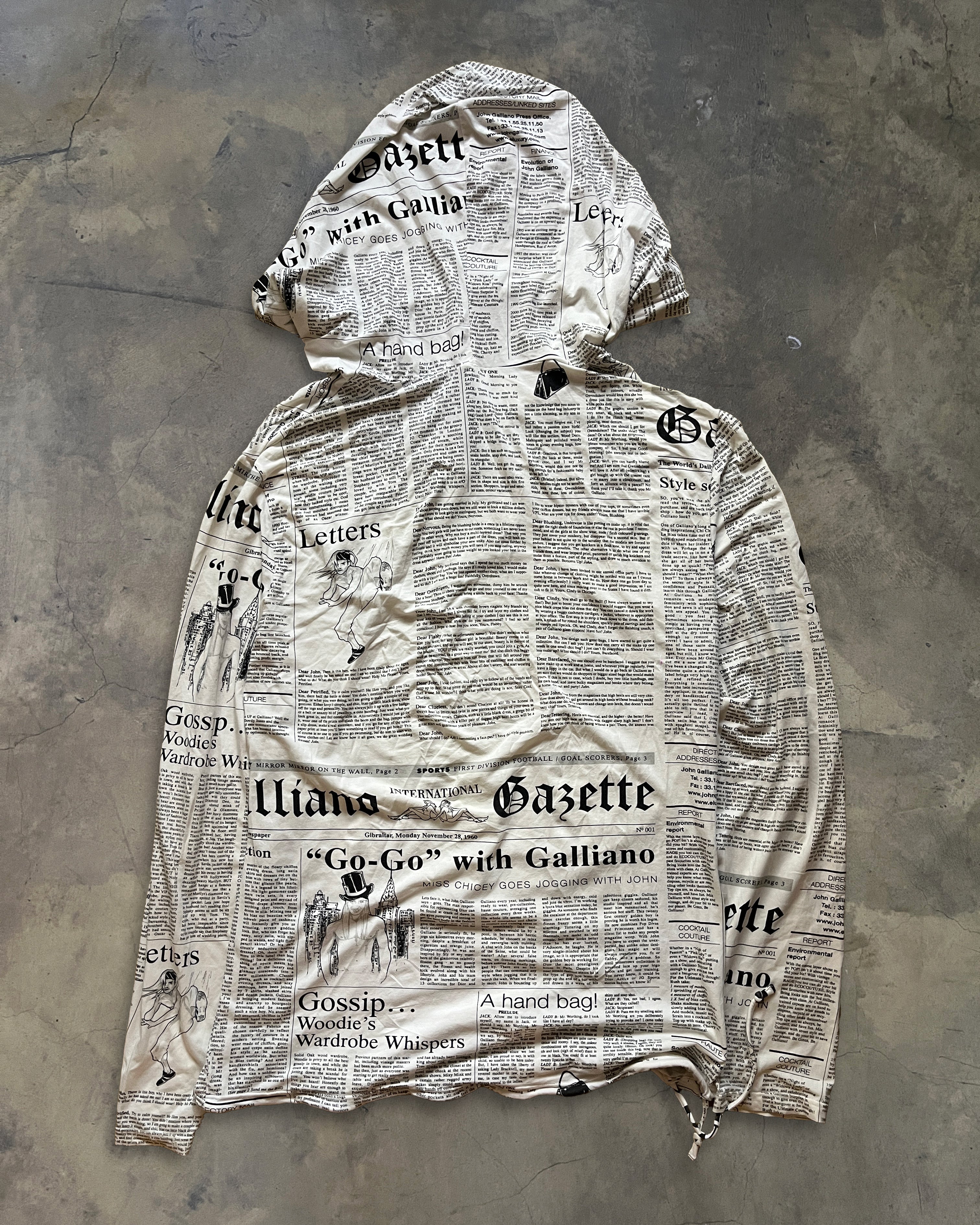2000's JOHN GALLIANO GAZETTE NEWSPAPER HOODIE - Image 4