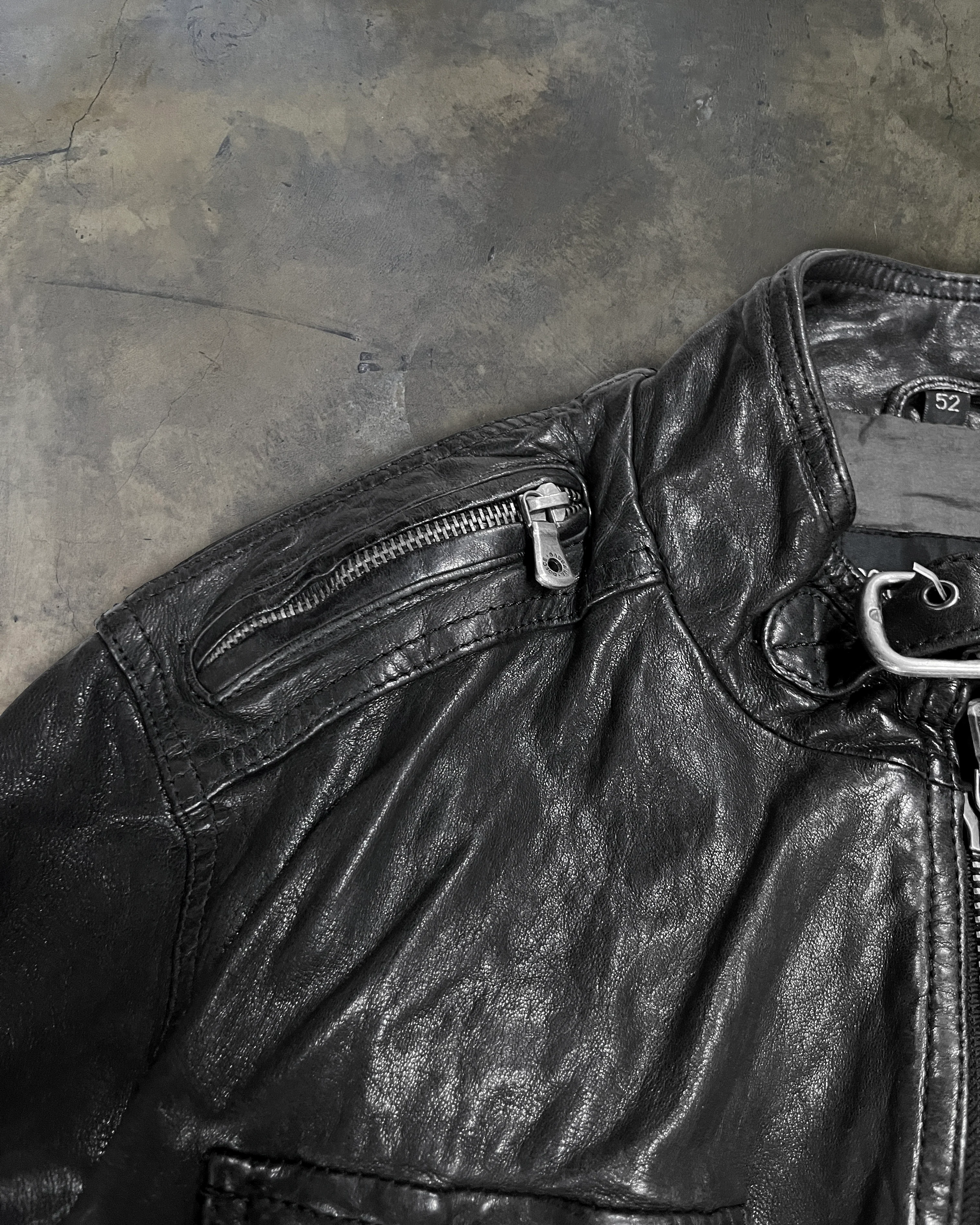 90's DOLCE GABBANA WRINKLED HAMMERED LAMB LEATHER JACKET - Image 5
