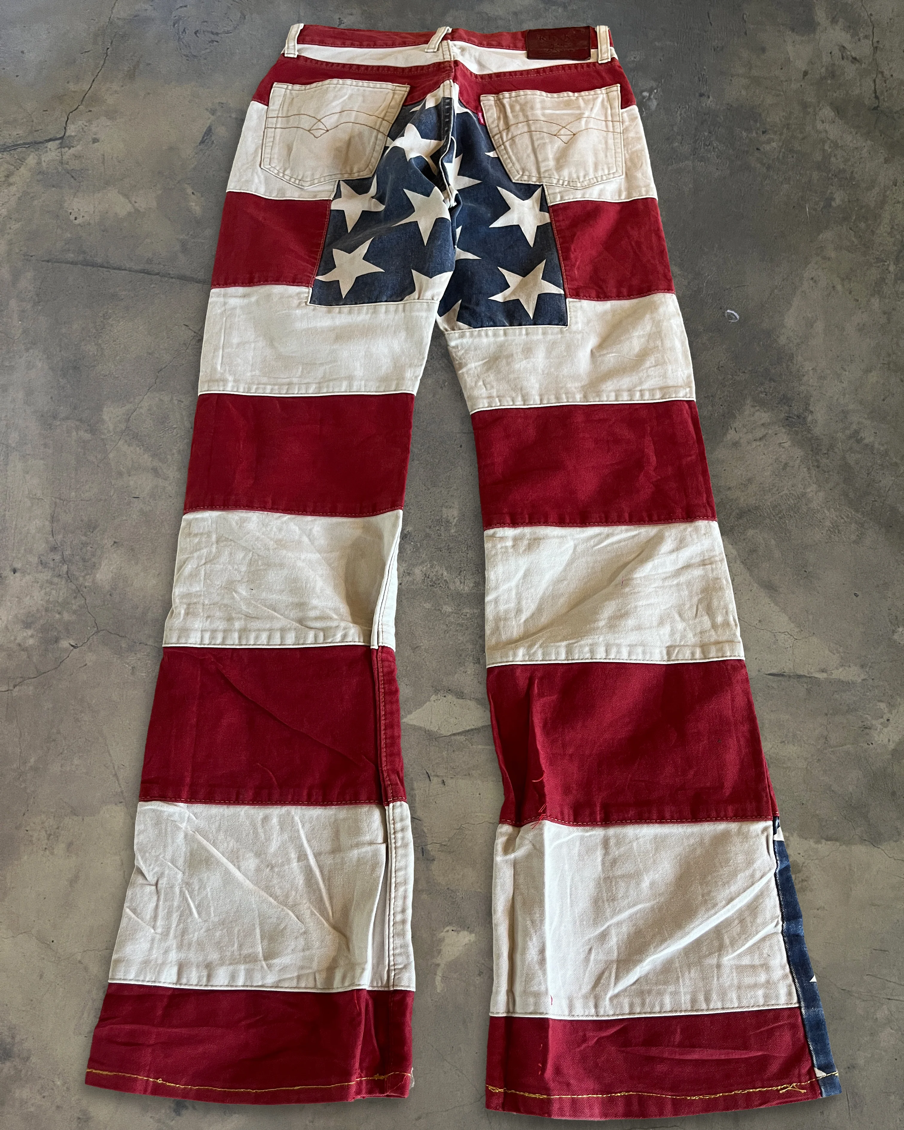 90's HYSTERIC GLAMOUR AMERICAN FLAG PRISONER PANTS - Image 4