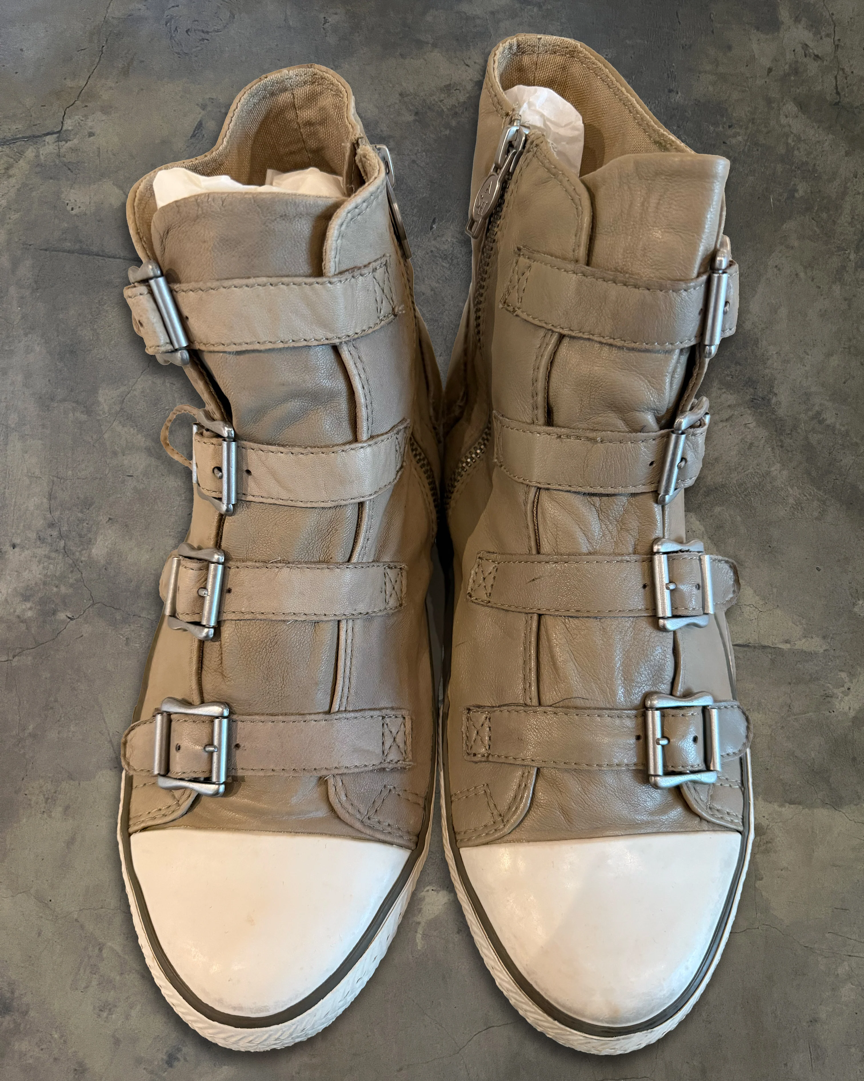 ASH BEIGE BUCKLED HIGH TOPS - Image 2