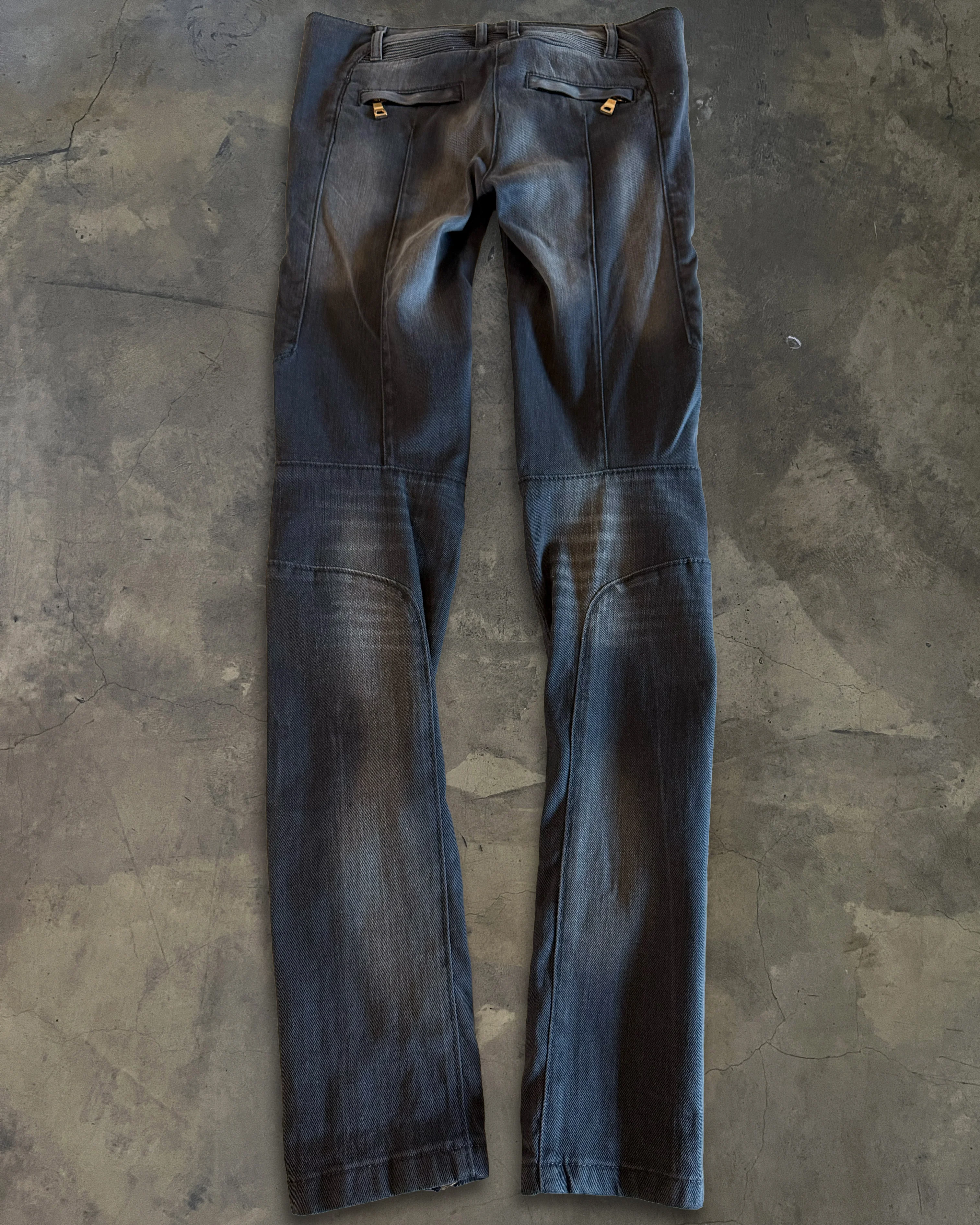 BALMAIN FADED BIKER DENIM - Image 3