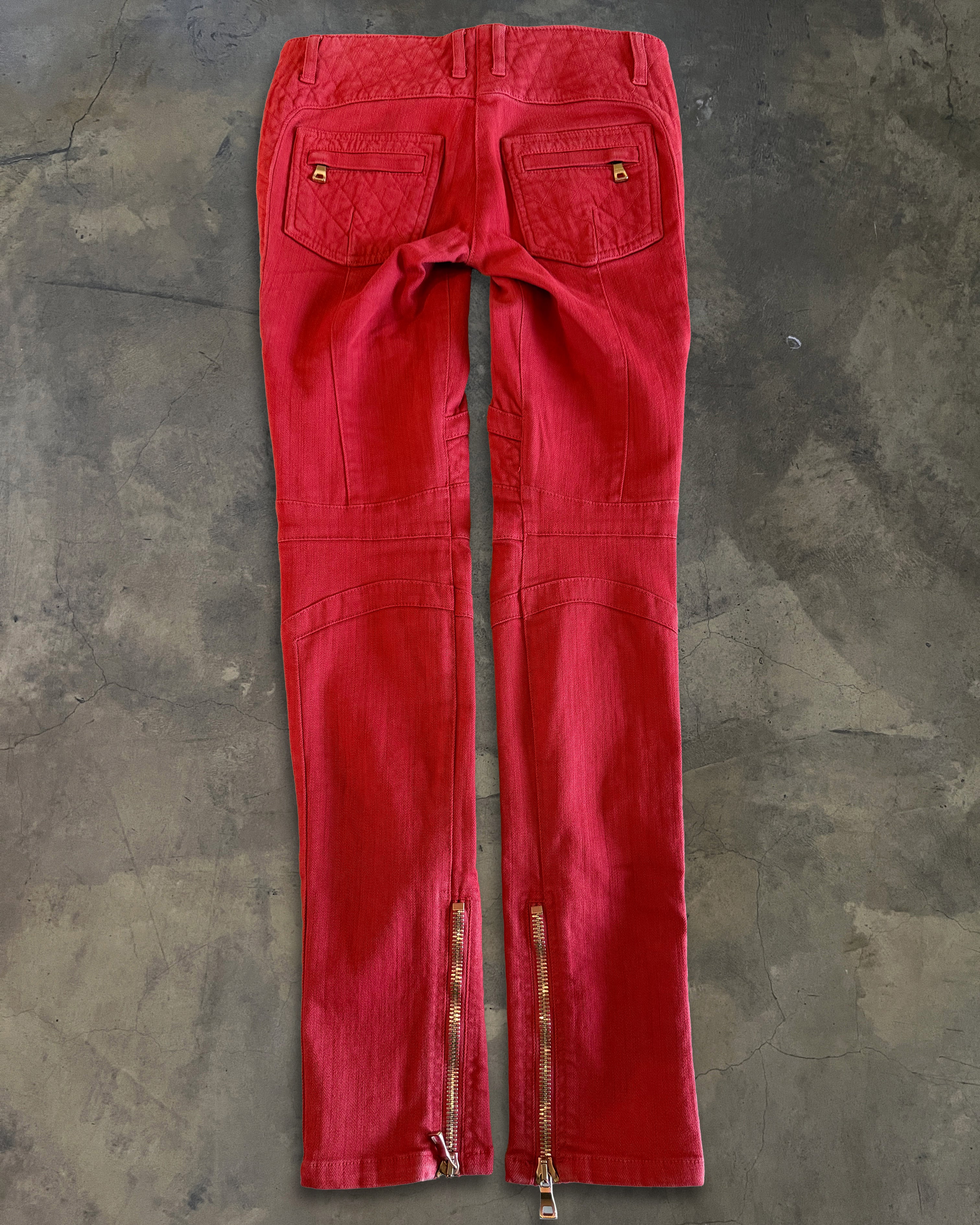 BALMAIN RED BIKER DENIM - Image 3