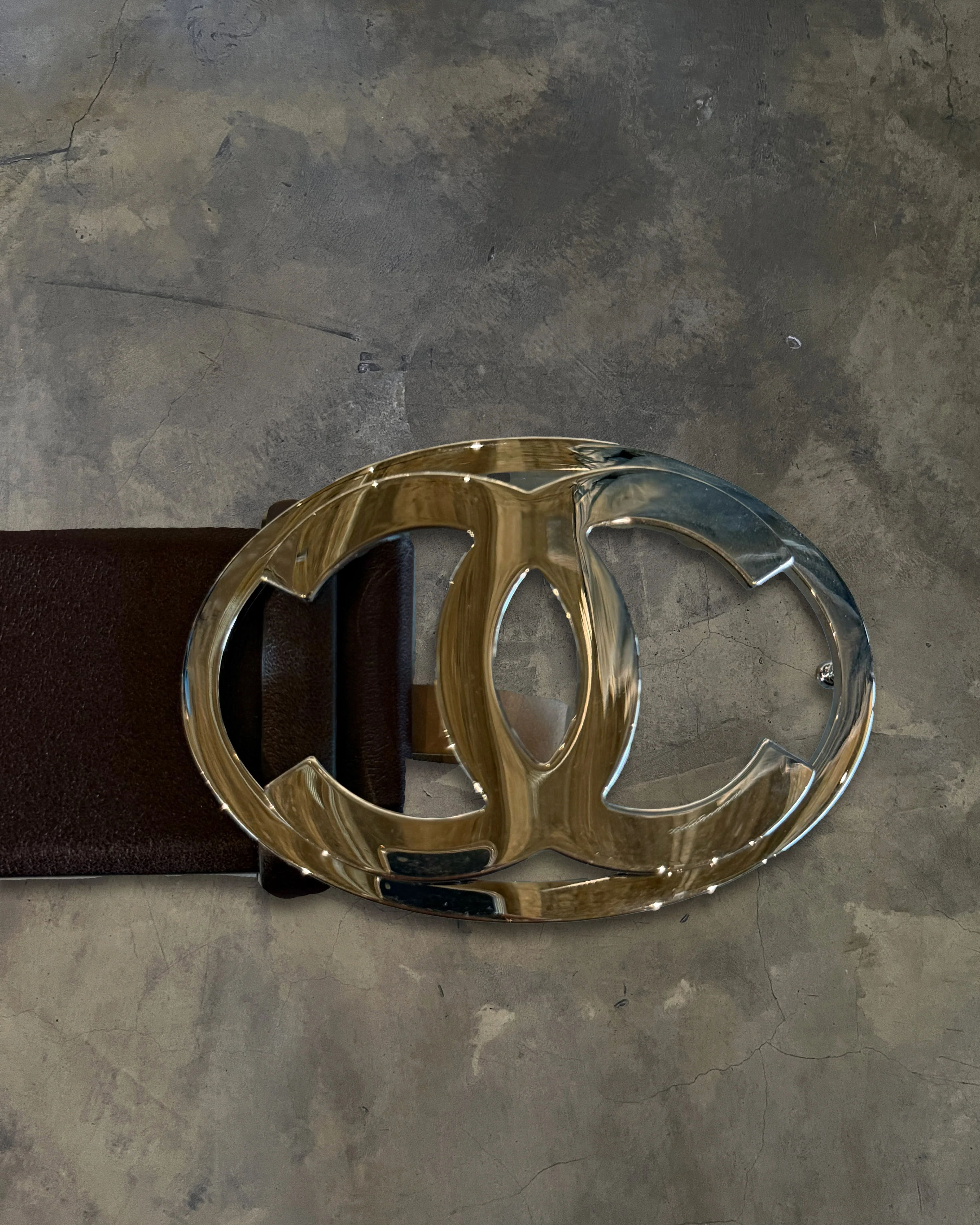 CHANEL BROWN CALFSKIN OVAL CC BELT - Image 2