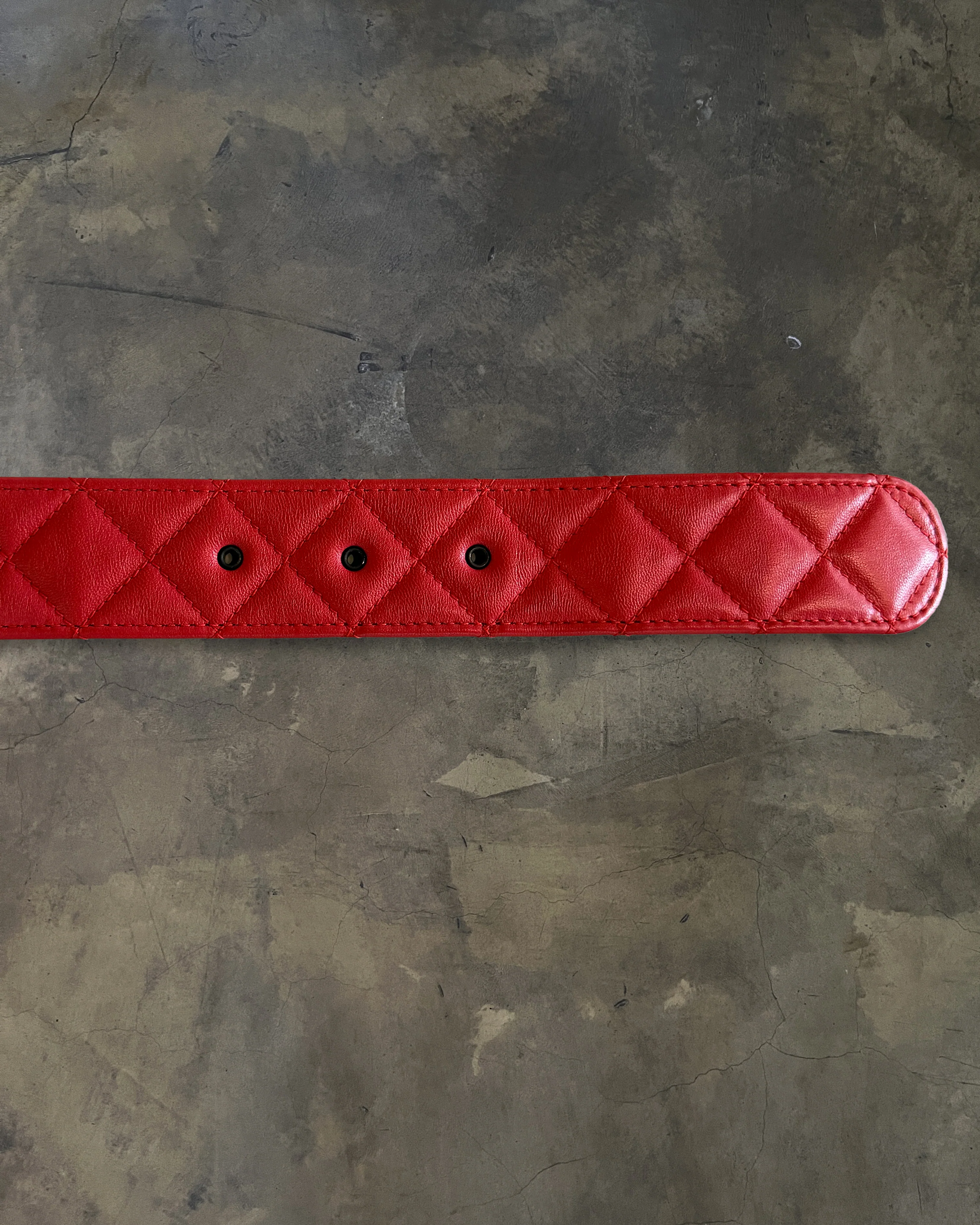 CHANEL SS2014 PIRU RED QUILTED CC BELT - Image 6