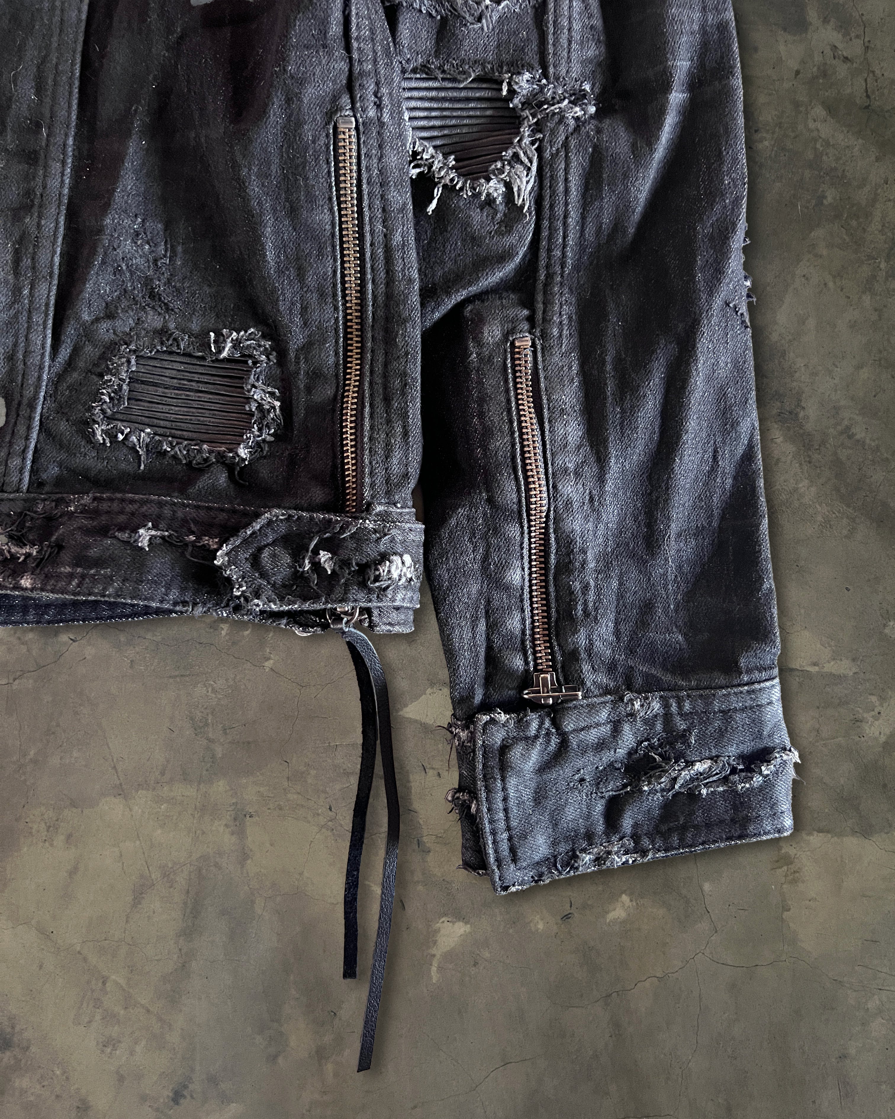 14TH ADDICTION CRASH SHEEP SKIN PATCHED RIDER JACKET - Image 7