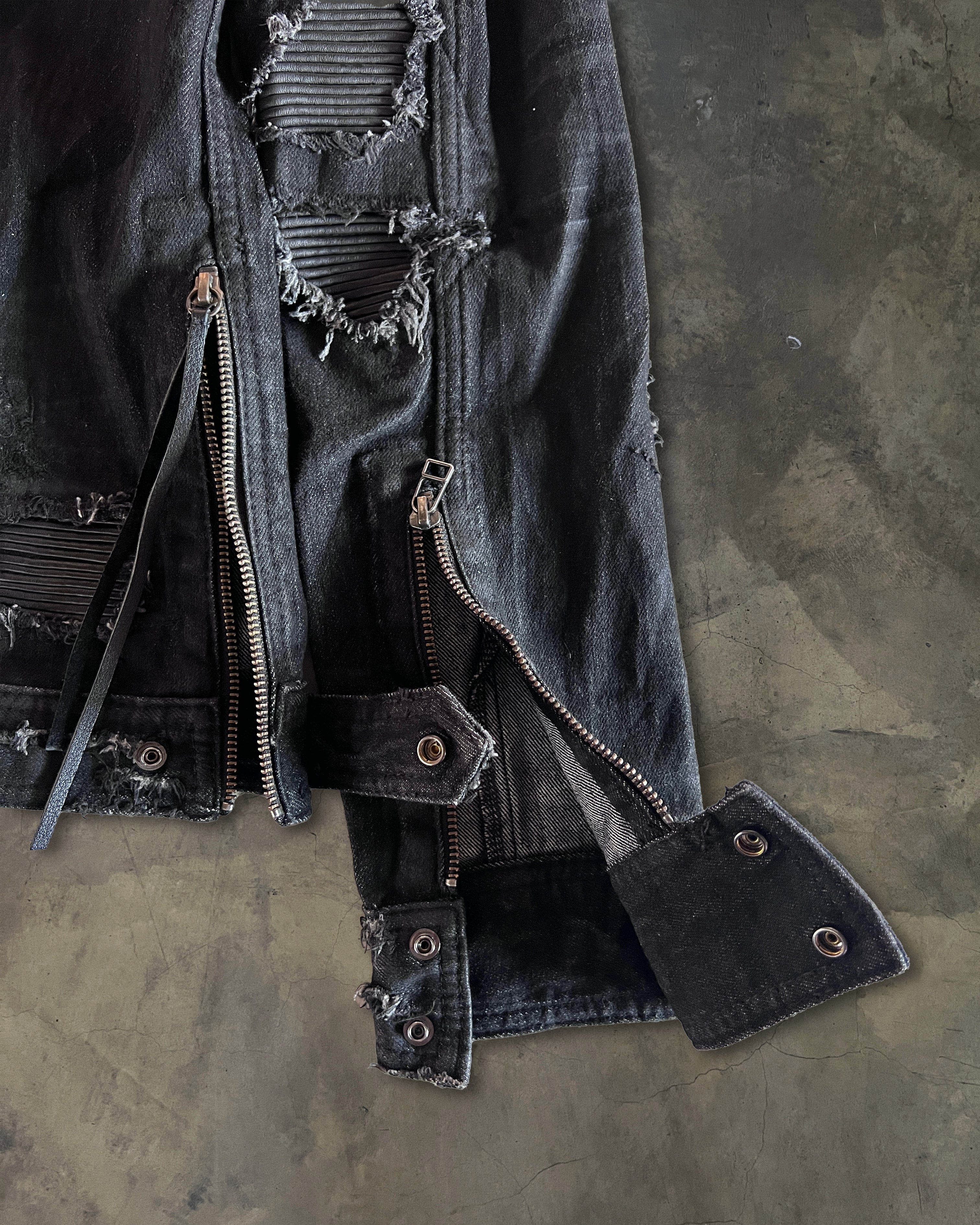 14TH ADDICTION CRASH SHEEP SKIN PATCHED RIDER JACKET - Image 8