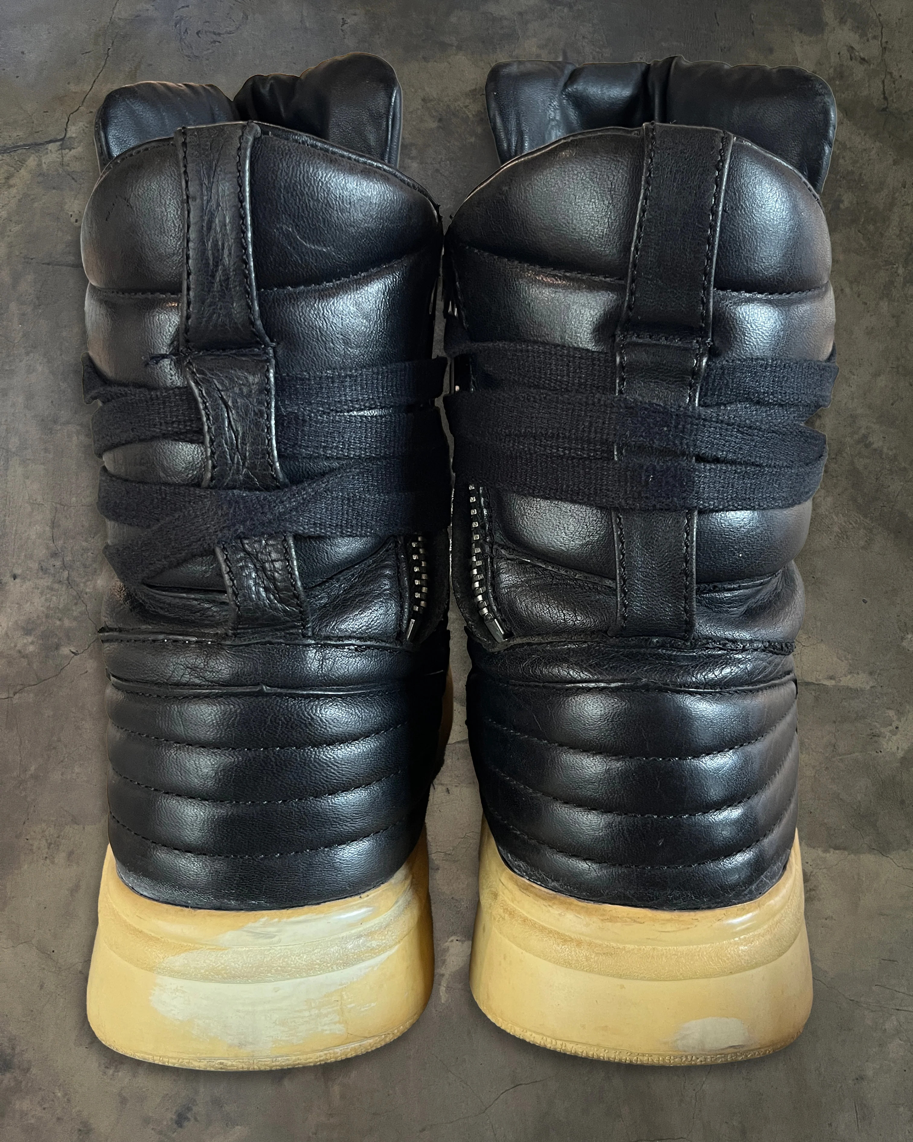 DIET BUTCHER SLIM SKIN BLACK LEATHER HIGH TOPS - Image 4