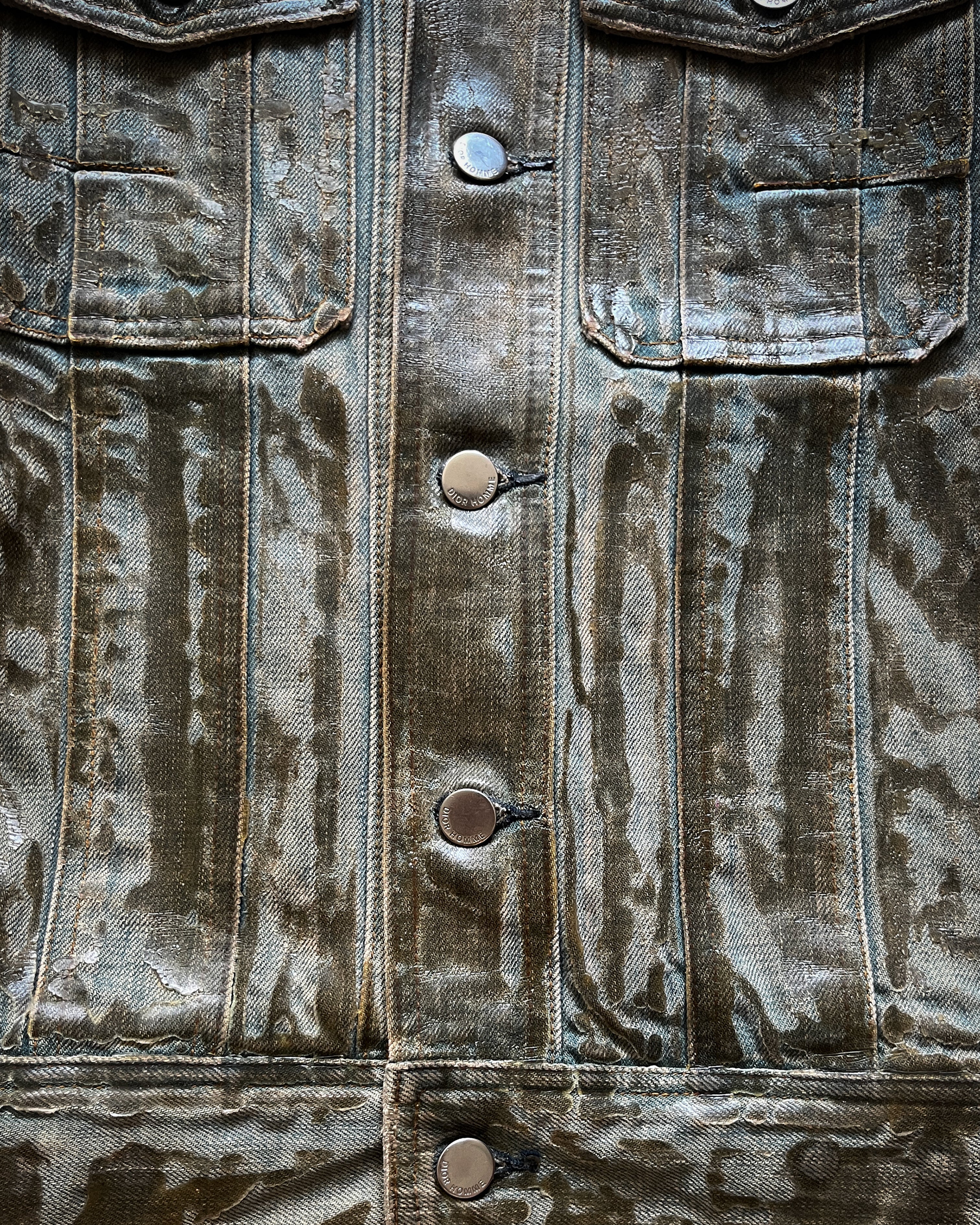 DIOR HOMME SS2004 "STRIP" WAXED DENIM JACKET - Image 4