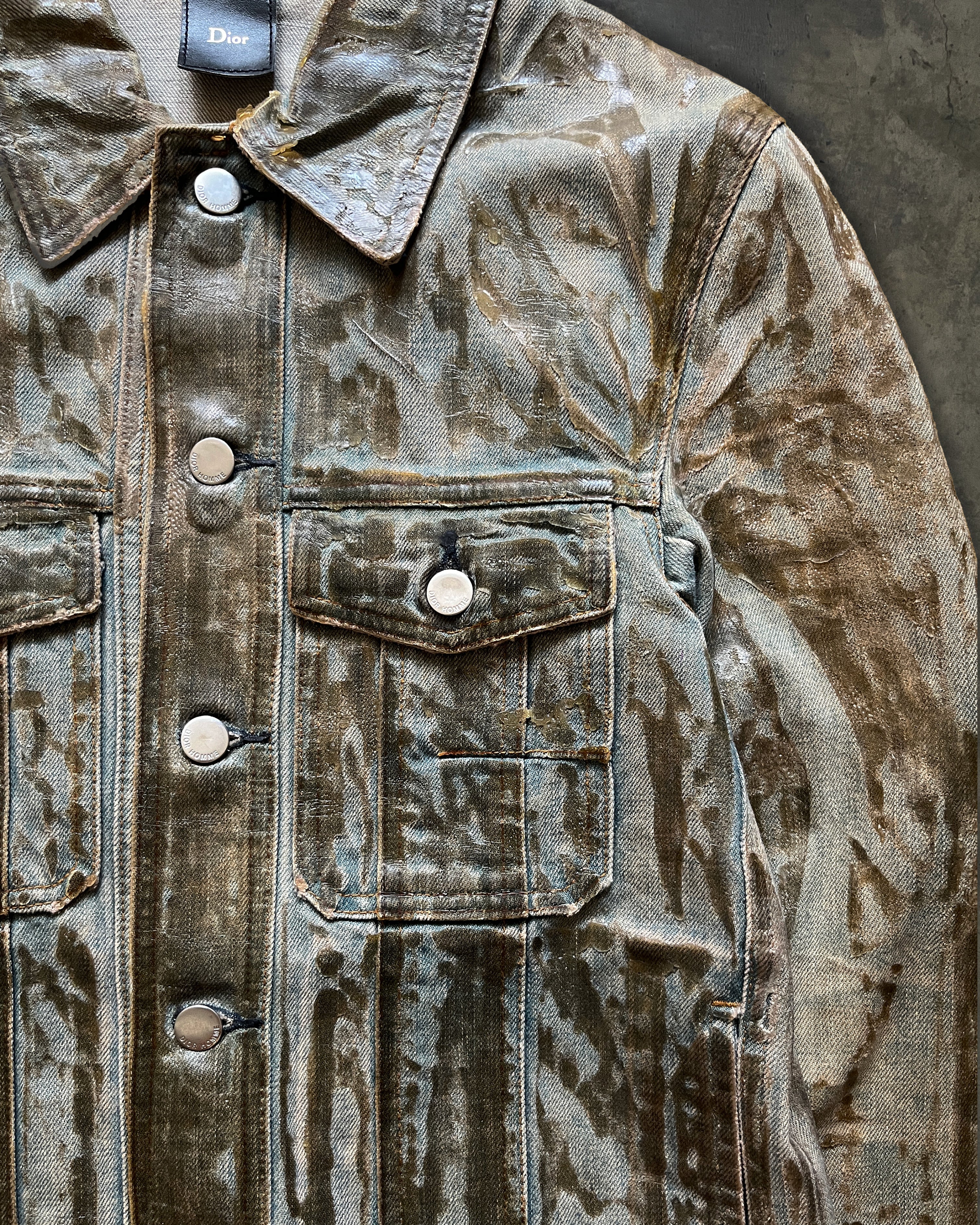 DIOR HOMME SS2004 "STRIP" WAXED DENIM JACKET - Image 5