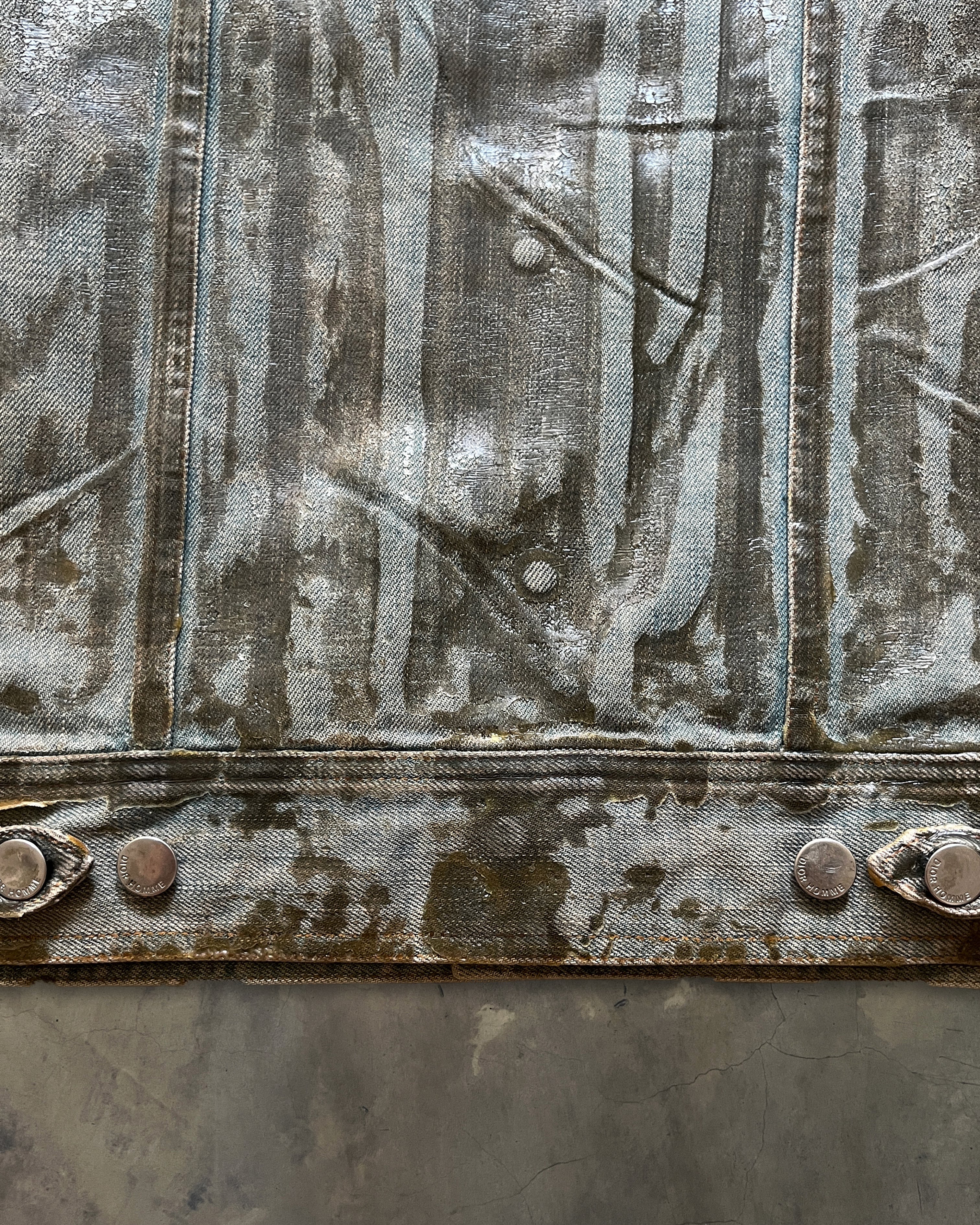 DIOR HOMME SS2004 "STRIP" WAXED DENIM JACKET - Image 7