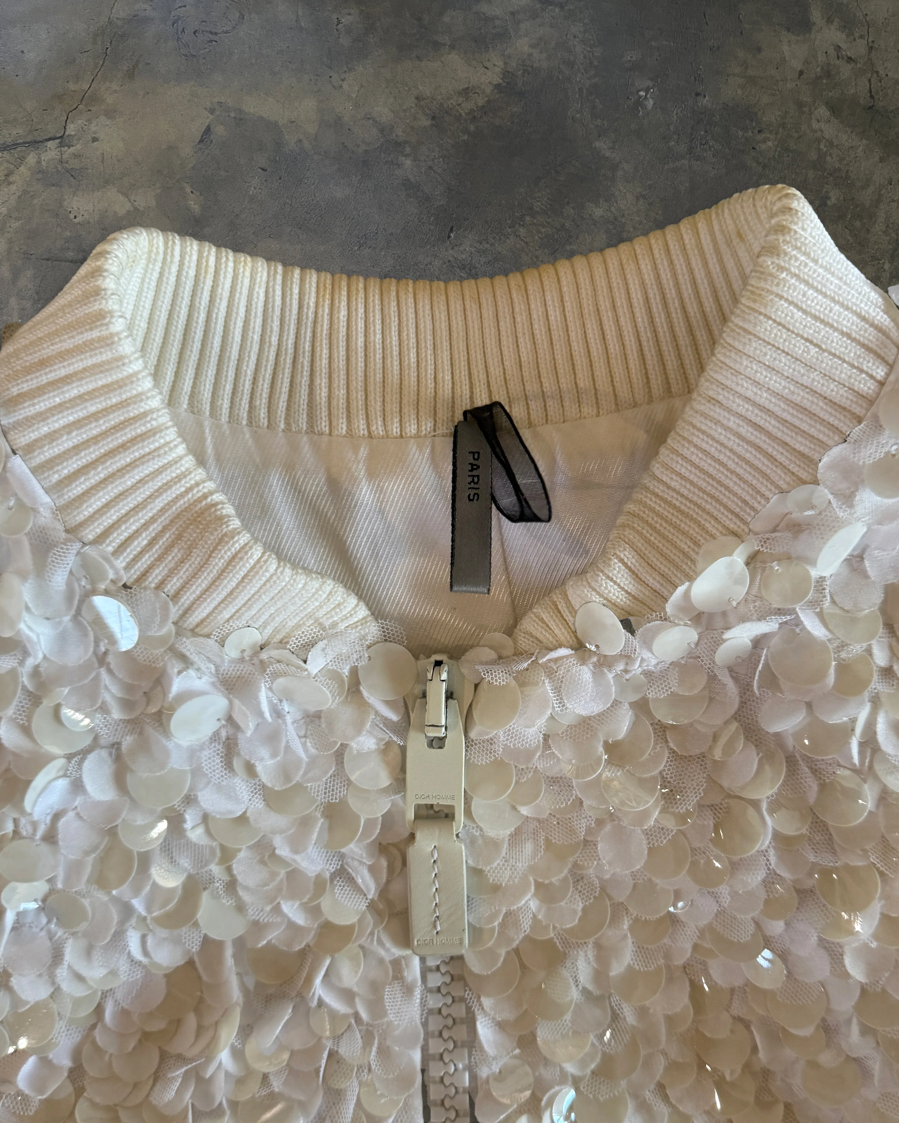 DIOR HOMME SS2007 "NAVIGATE" WHITE SEQUIN BOMBER - Image 4