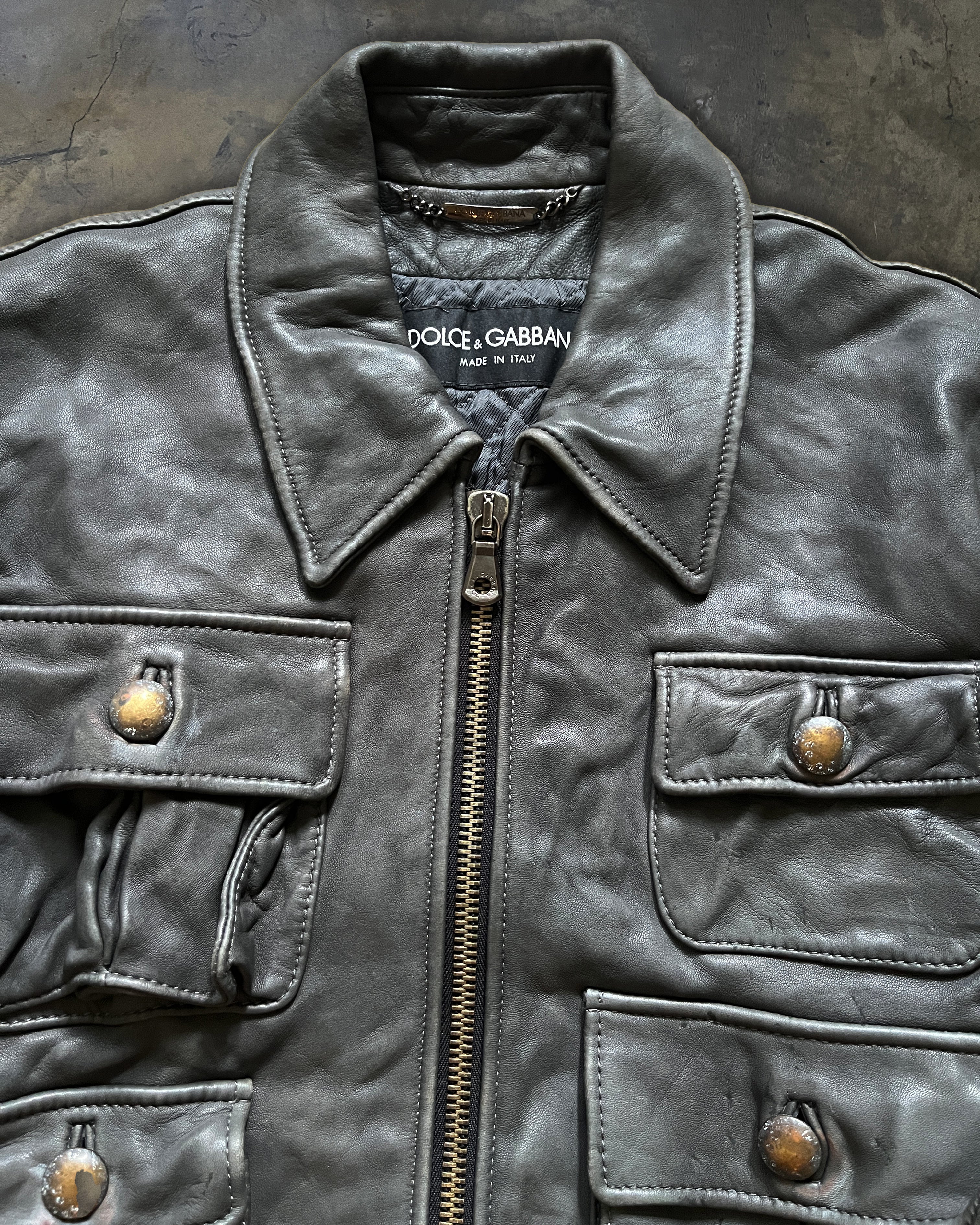 DOLCE GABBANA AW2007 RUNWAY 6 POCKET LEATHER JACKET - Image 3