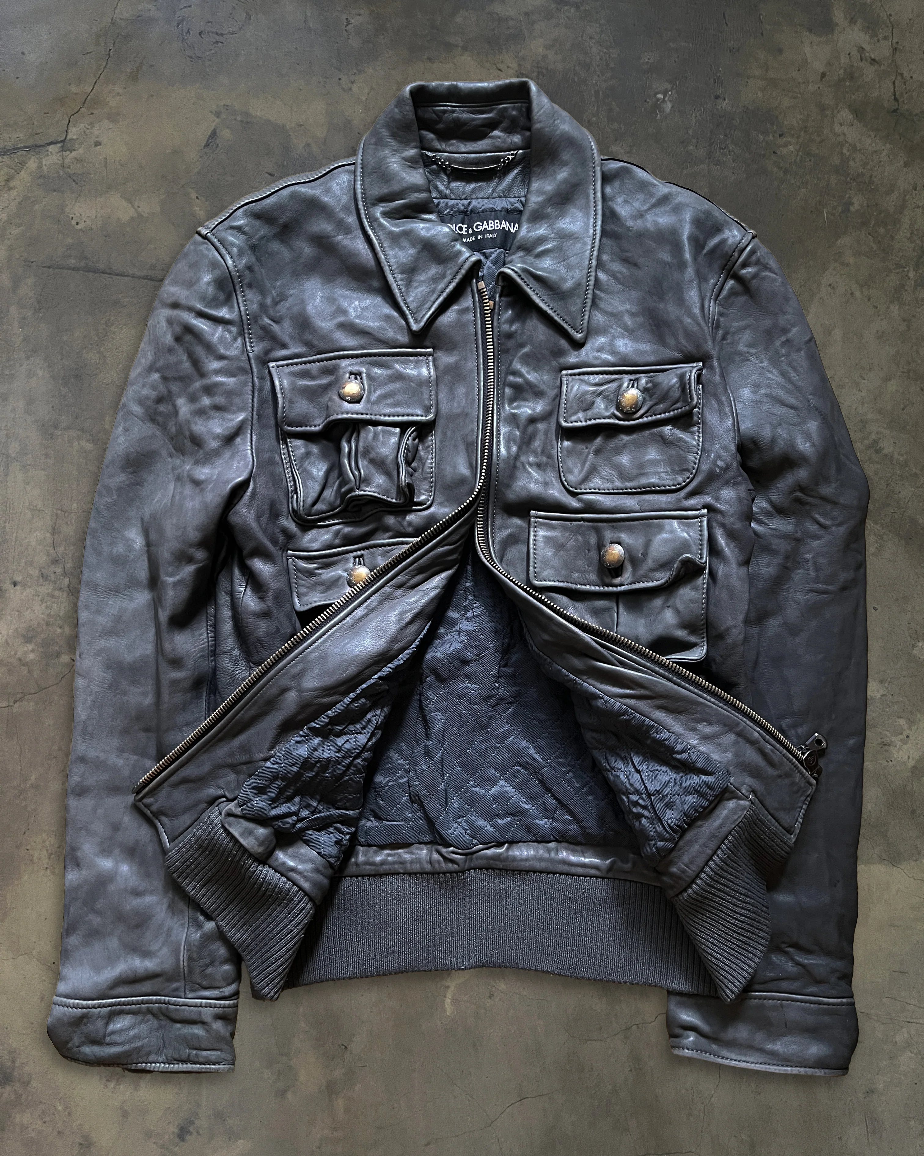 DOLCE GABBANA AW2007 RUNWAY 6 POCKET LEATHER JACKET - Image 5