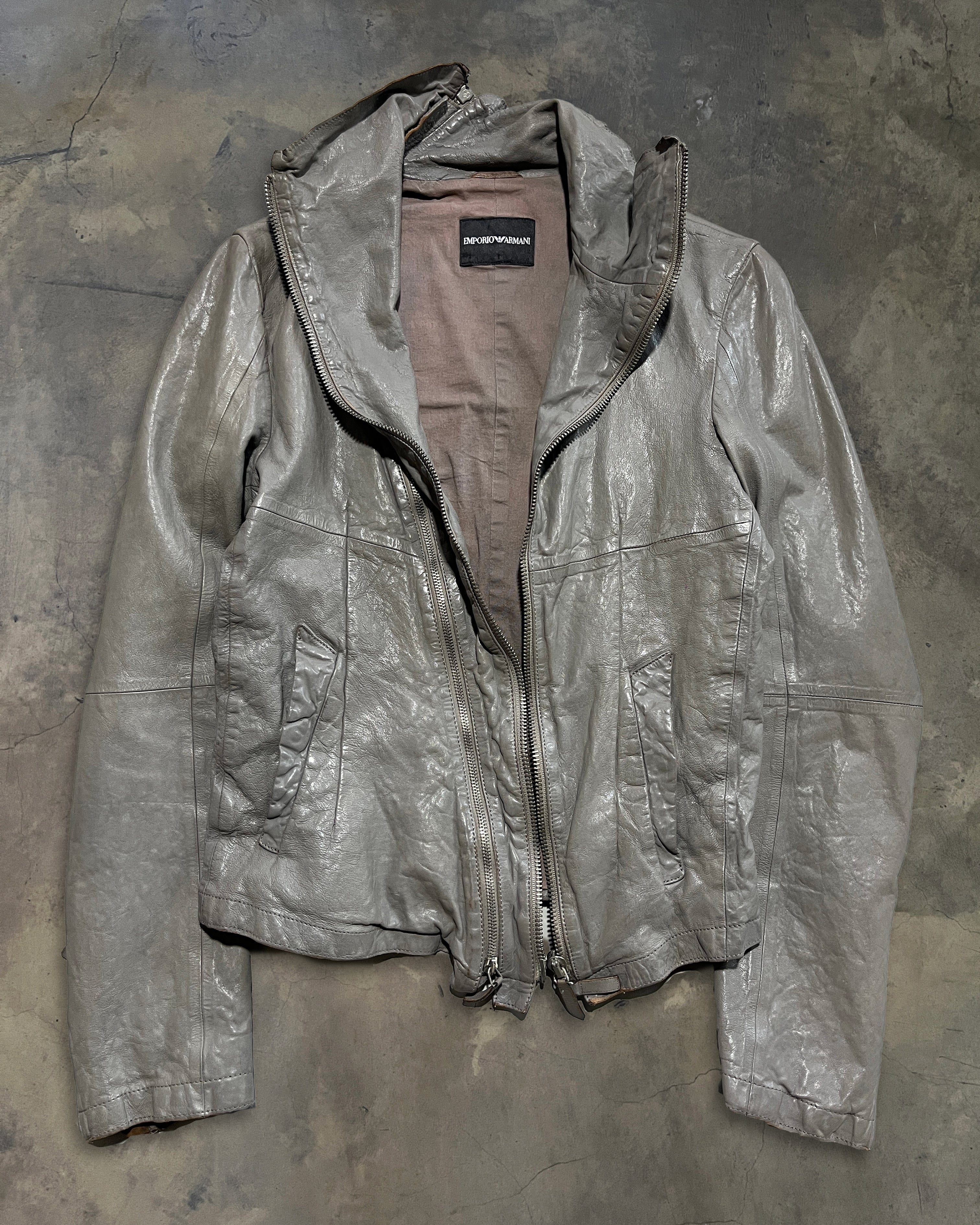 EMPORIO ARMANI SS2012 ASYMMETRICAL LAMBSKIN JACKET - Image 3
