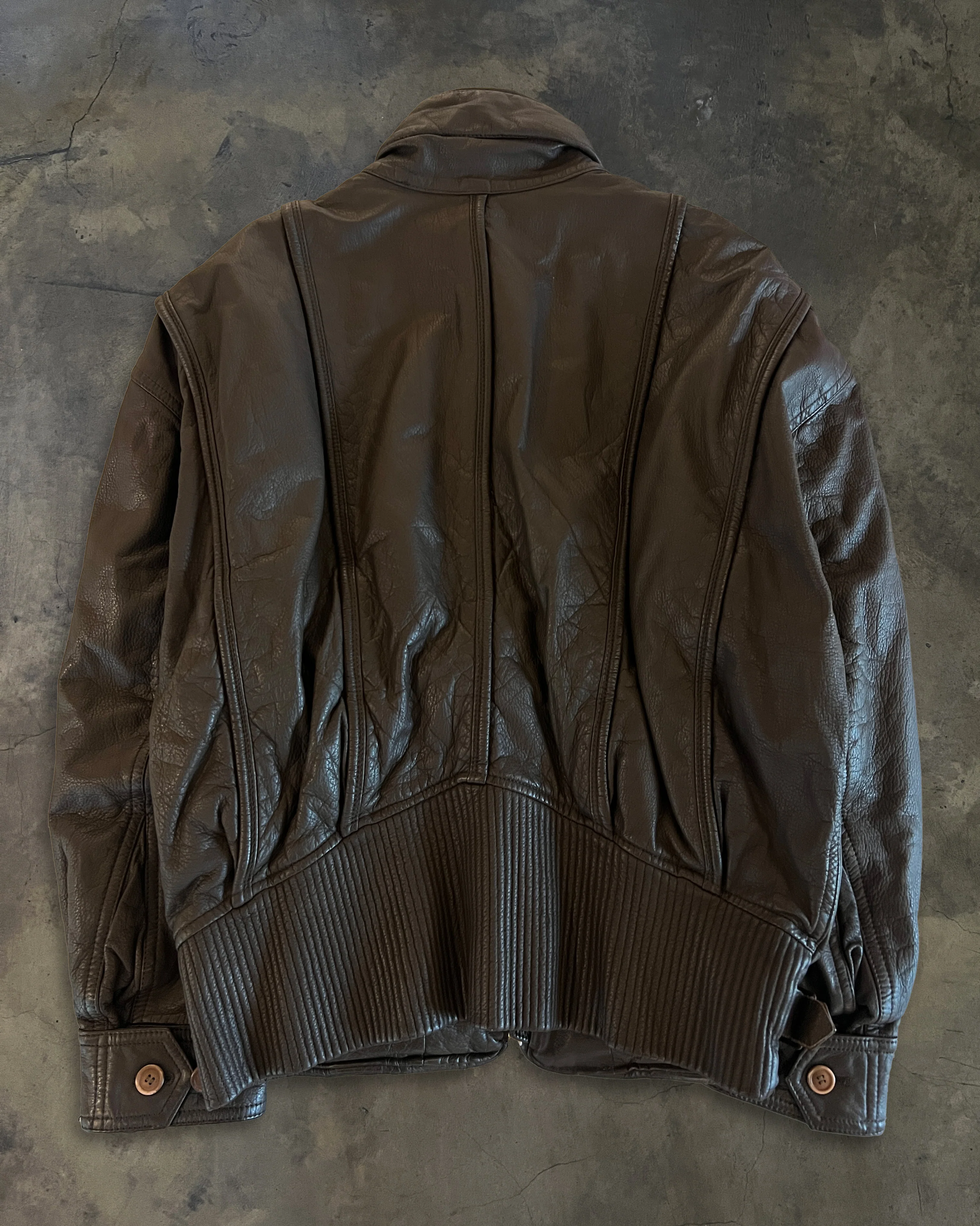 80's ISSEY MIYAKE LEATHER PANELED JACKET - Image 6