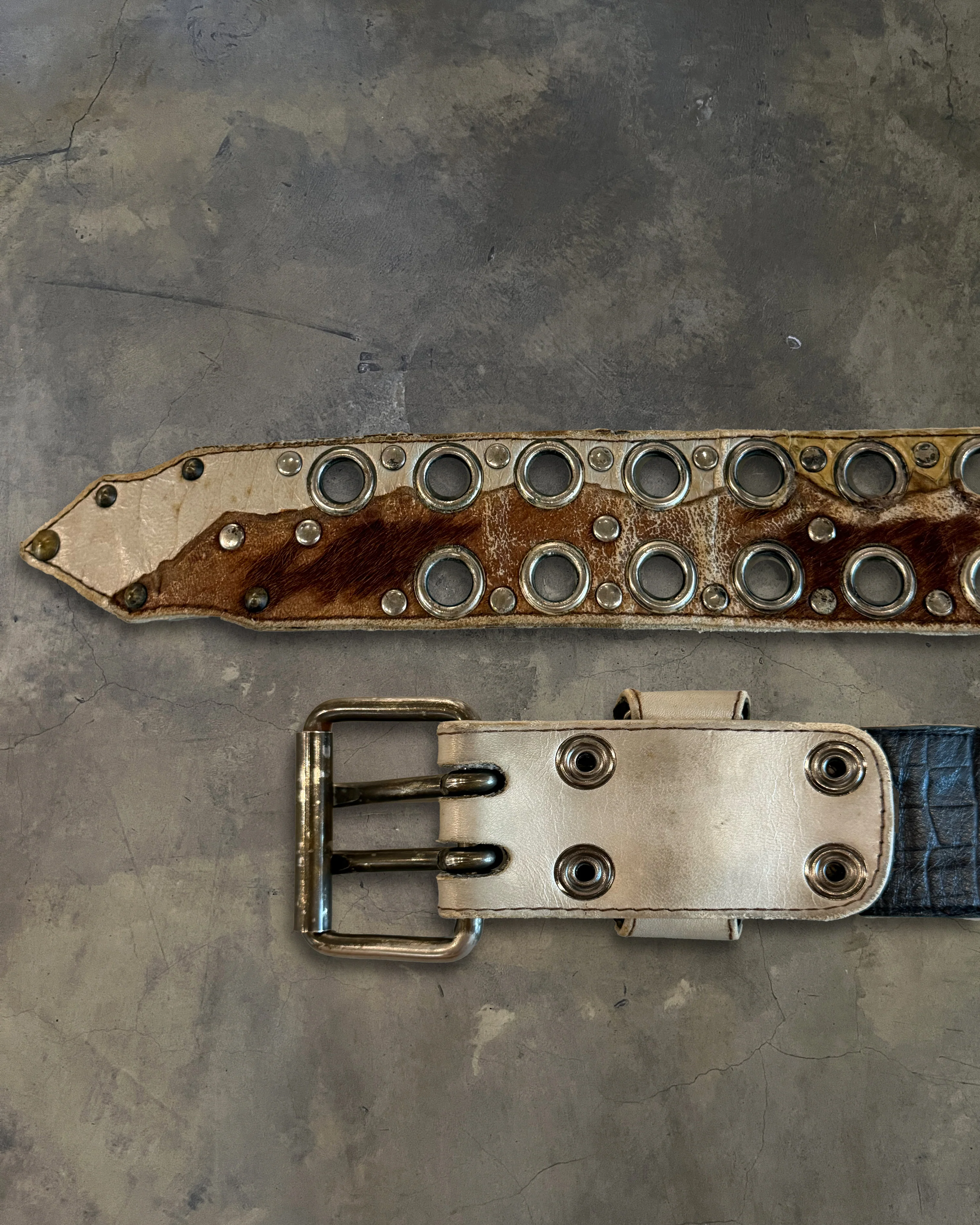 KMRii SNAKESKIN + DEERSKIN HYBRID "GROMMET" BELT - Image 3