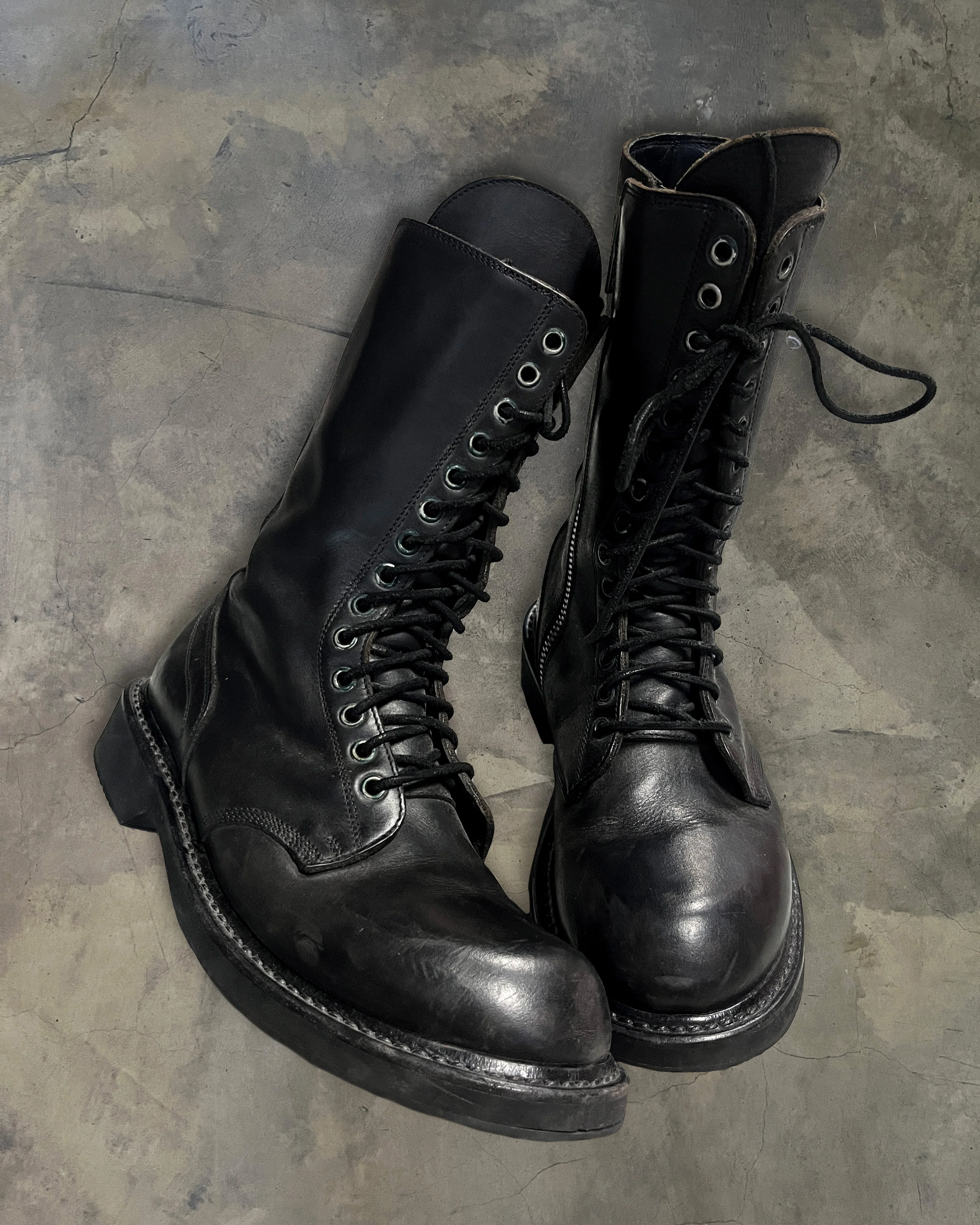 RICK OWENS FW2017 "GLITTER" COMBAT BOOTS