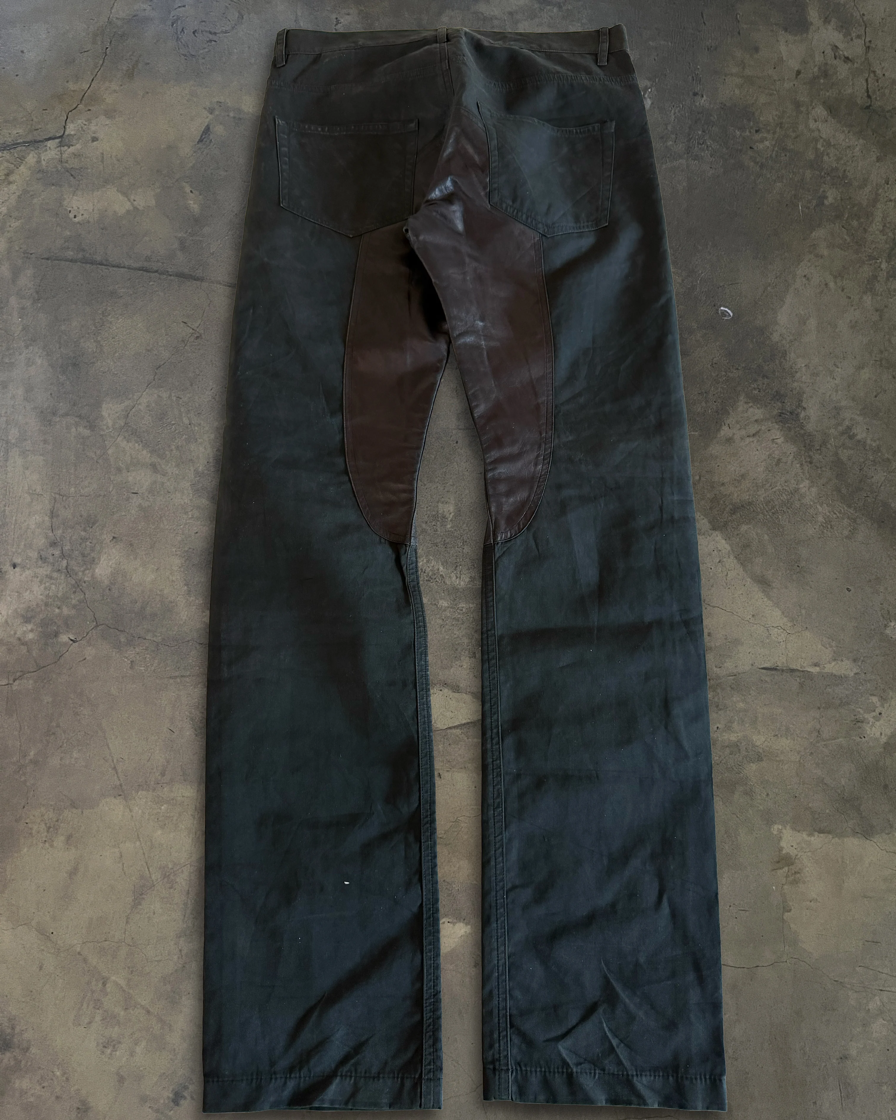 RICK OWENS FW2007 "EXPLODER" MOLESKIN LEATHER PATCH PANTS - Image 4