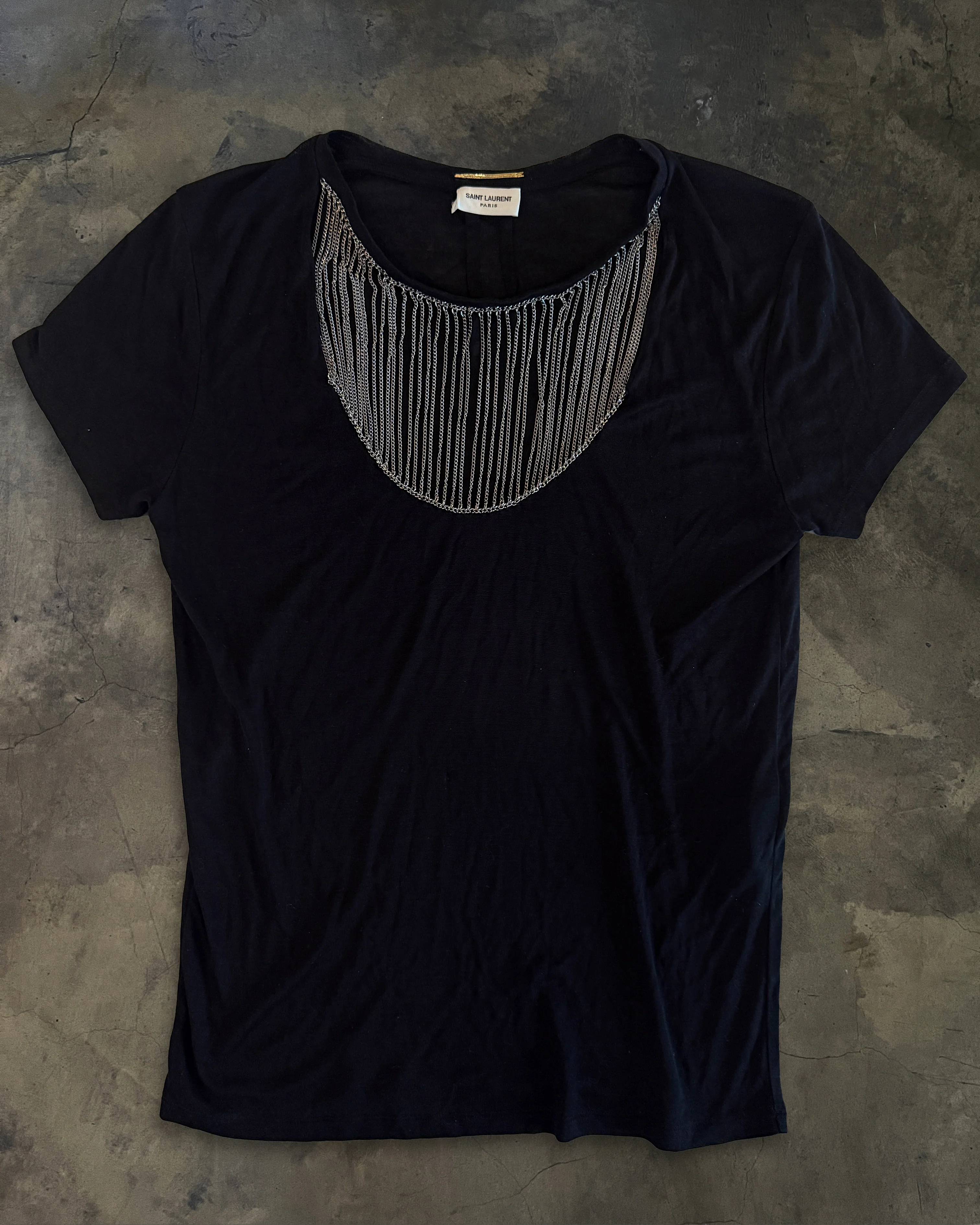 SAINT LAURENT FW2013 BLACK CHAIN NECK TOP