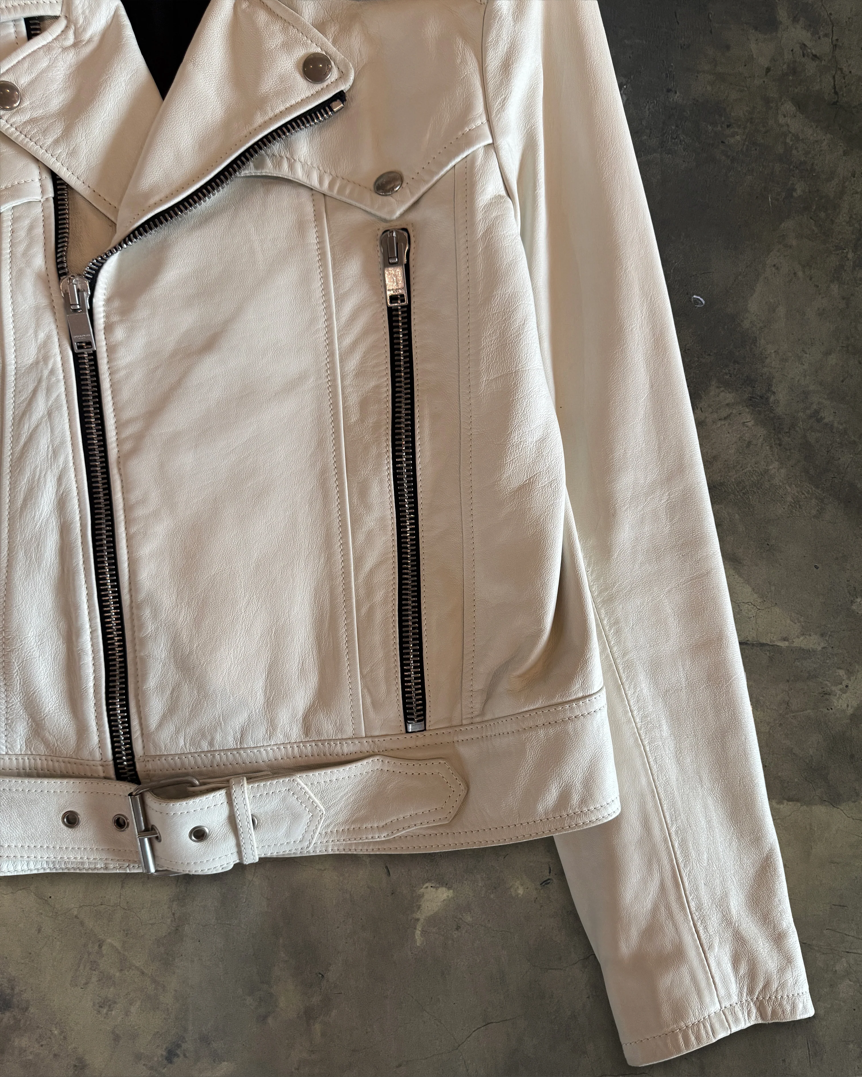 SAINT LAURENT FW2016 LAMBSKIN CREAM JACKET - Image 4