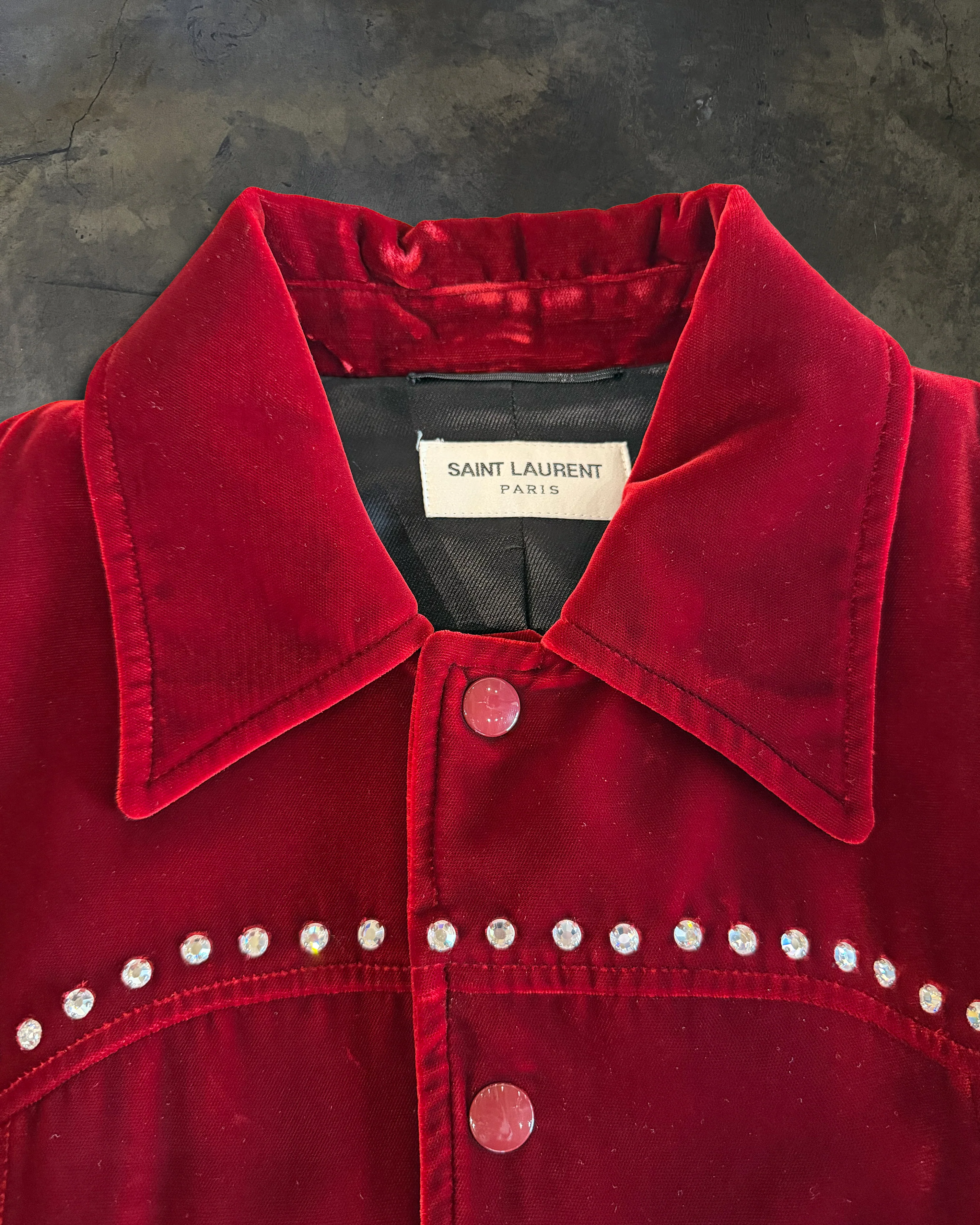 SAINT LAURENT FW2016 RUNWAY RED VELVET MUSIC NOTE JACKET - Image 2