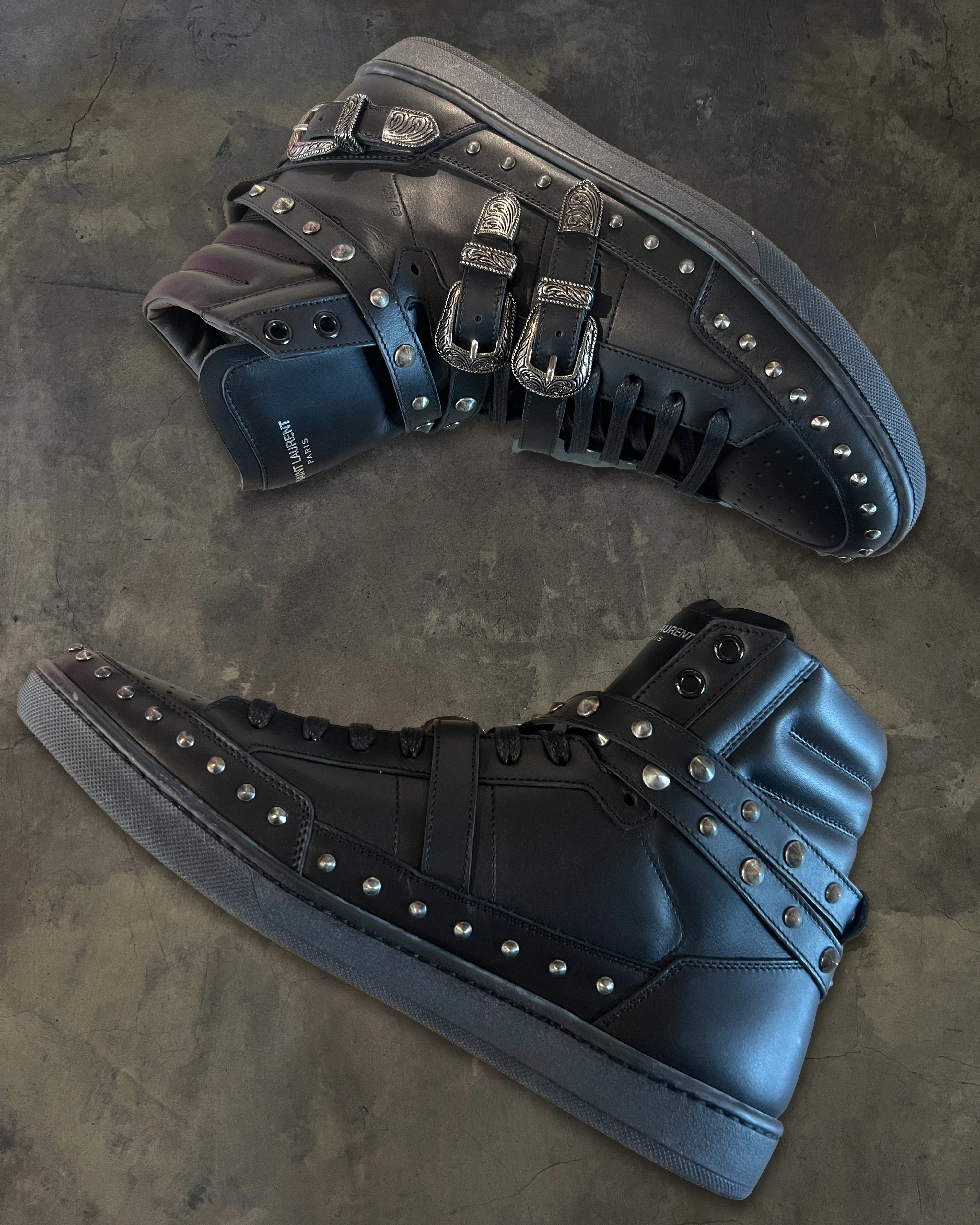 SAINT LAURENT PARIS SL/08H STUDDED BUCKLE STRAP SHOES - Image 4