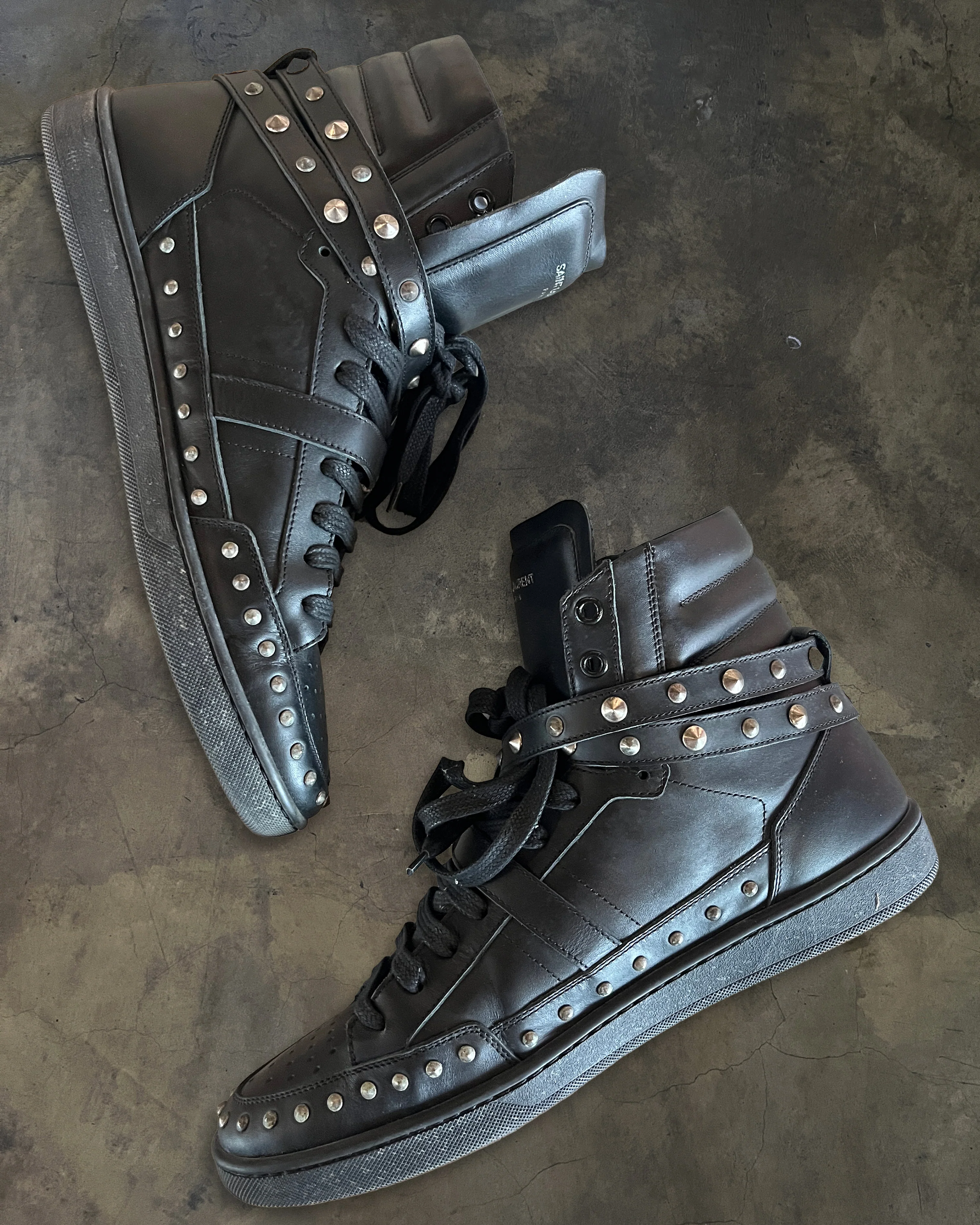 SAINT LAURENT PARIS SL/08H STUDDED BUCKLE STRAP SHOES - Image 3