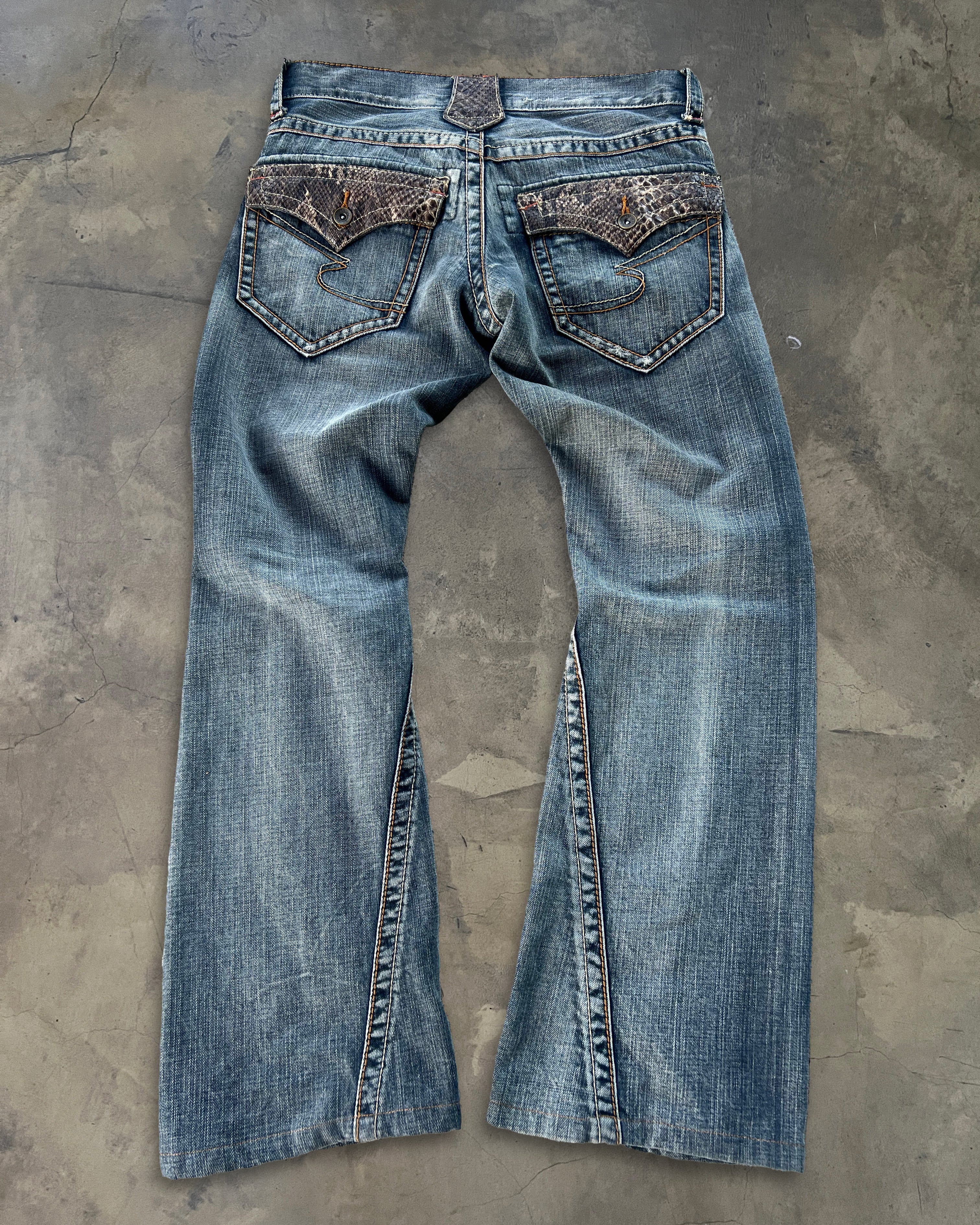SEMANTIC DESIGN SNAKESKIN FLARE DENIM - Image 2