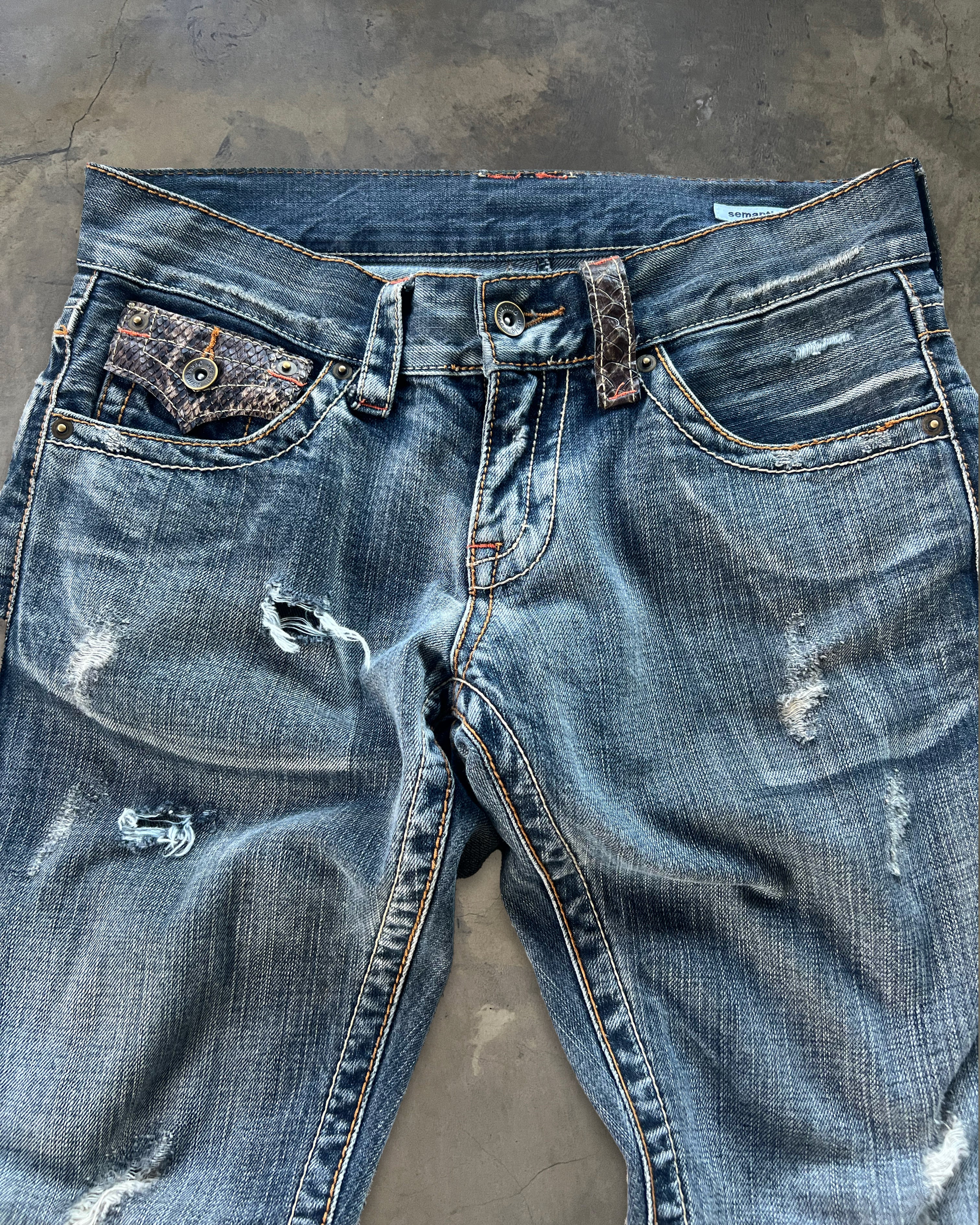 SEMANTIC DESIGN SNAKESKIN FLARE DENIM - Image 3