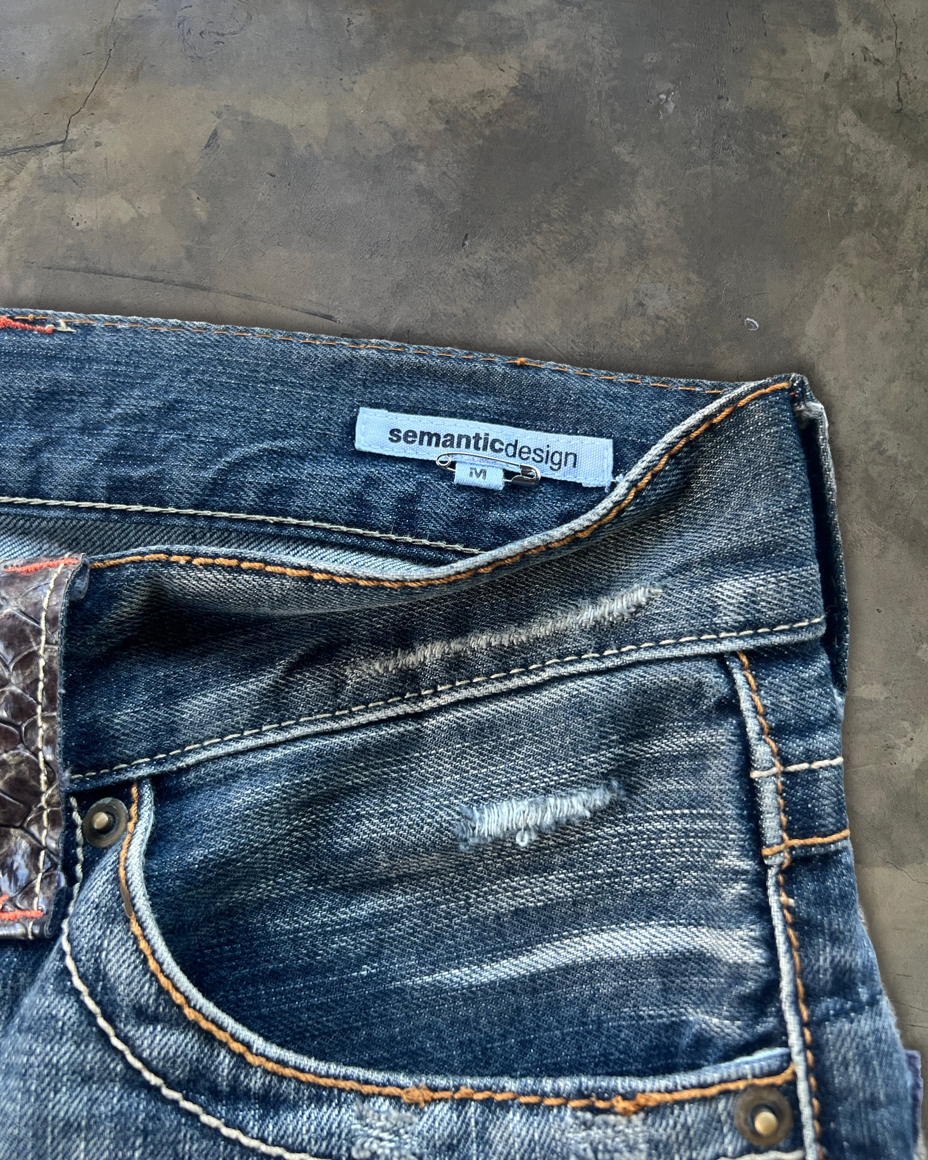 SEMANTIC DESIGN SNAKESKIN FLARE DENIM - Image 6