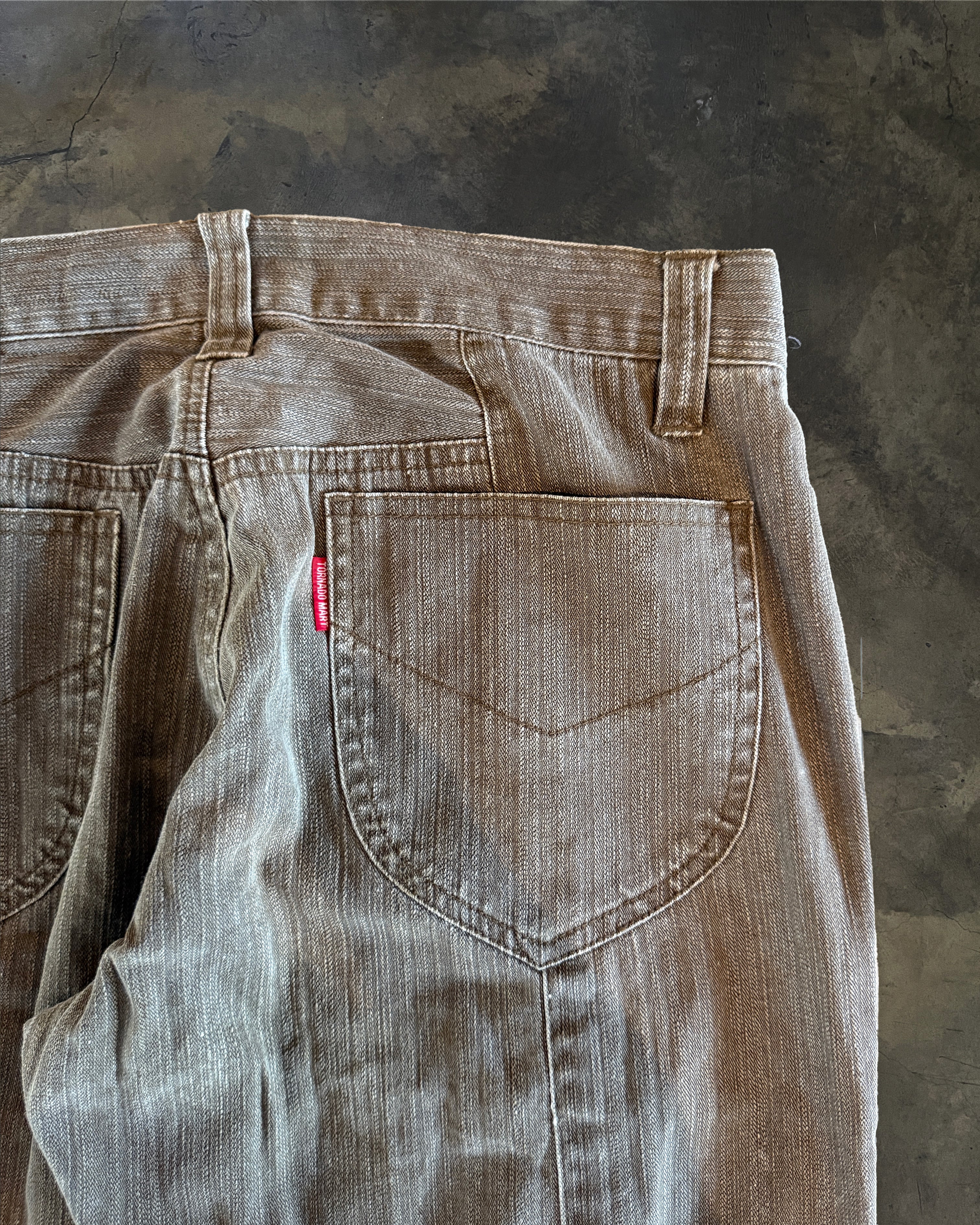 TORNADO MART TAN LACED FLARE DENIM - Image 4