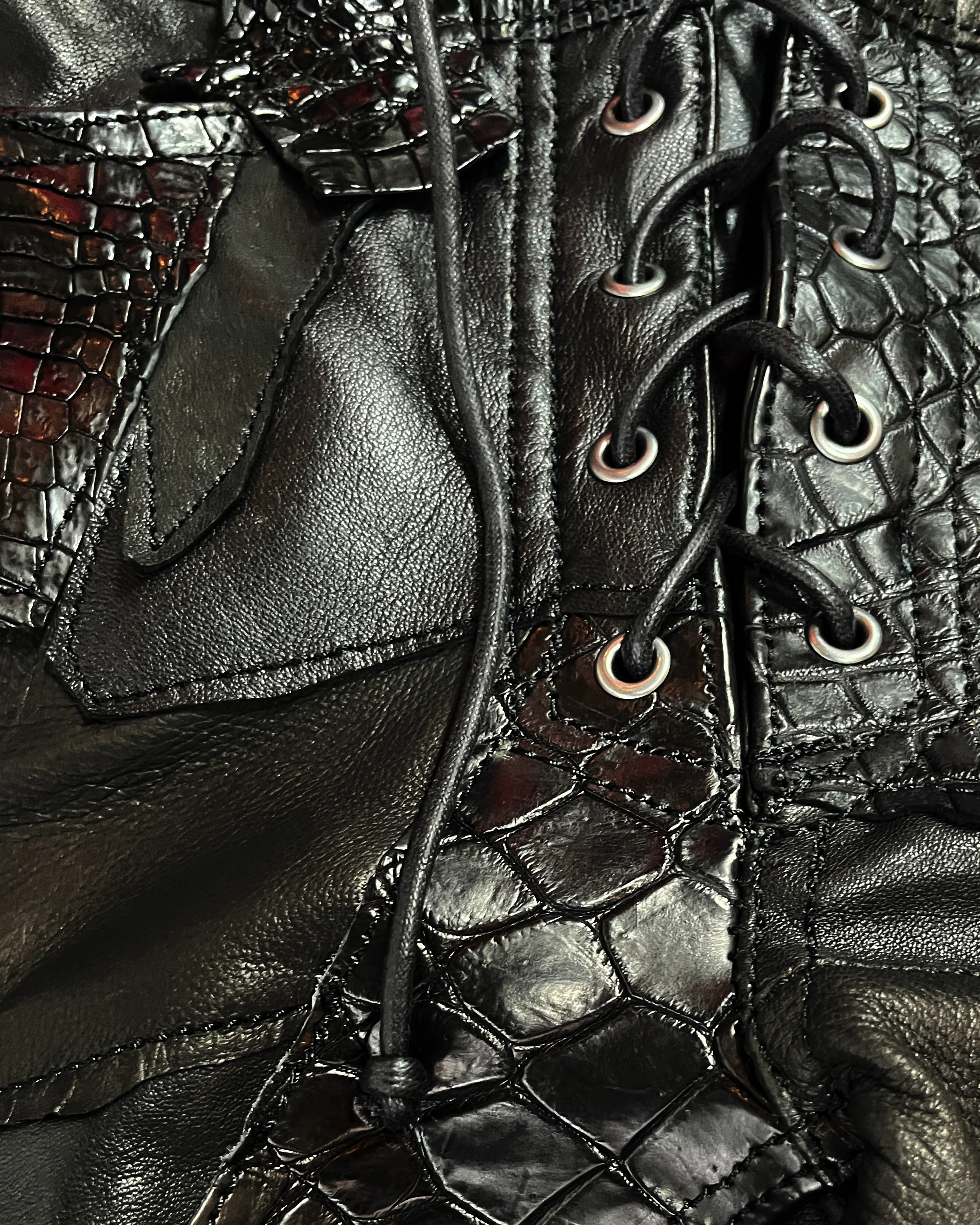 YASUYUKII ISHII "DESTROY LEATHER" 1/1 LACE PANTS - Image 6