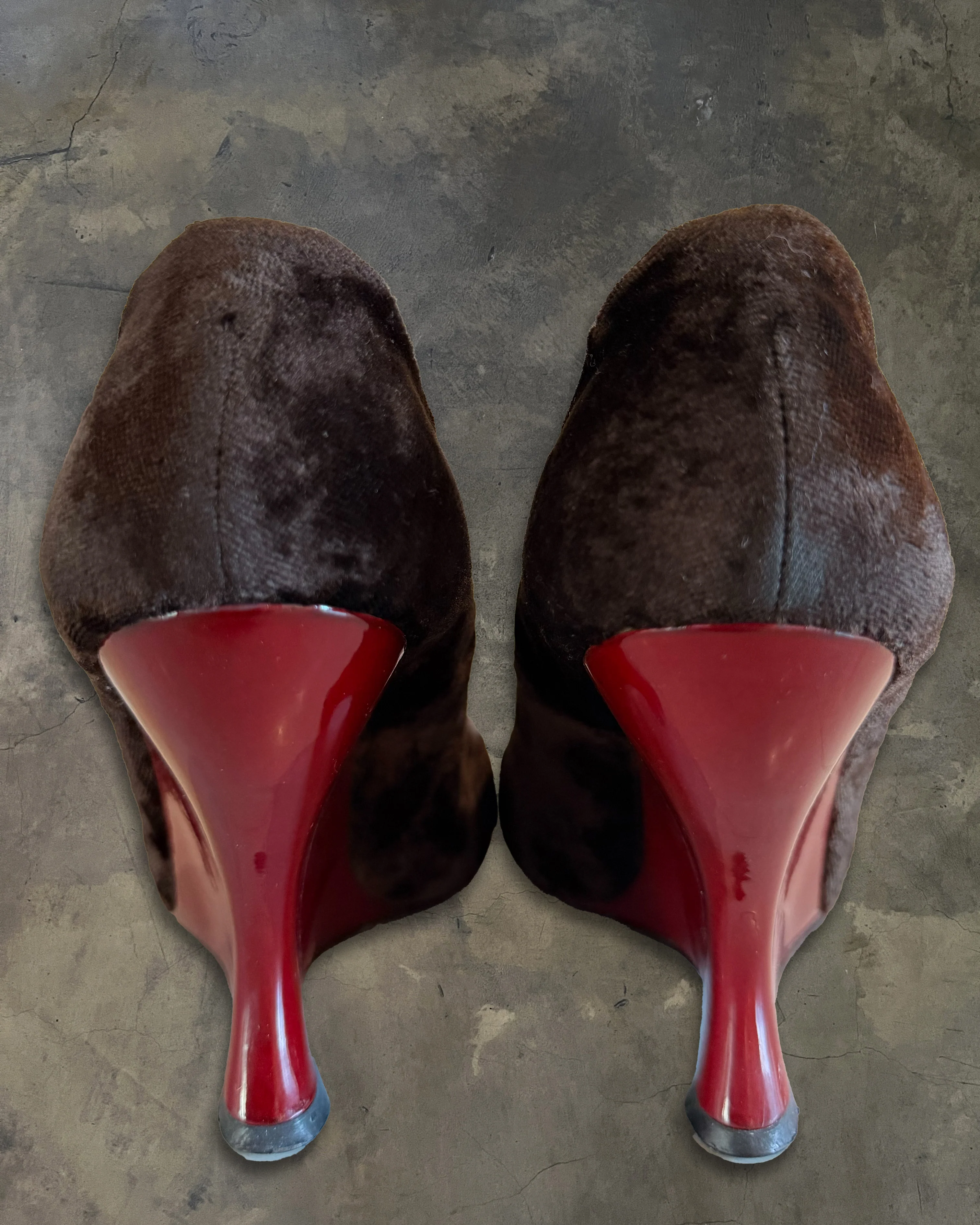 YVES SAINT LAURENT FW2004 BY TOM FORD RUNWAY BROWN VELVET WEDGES - Image 5